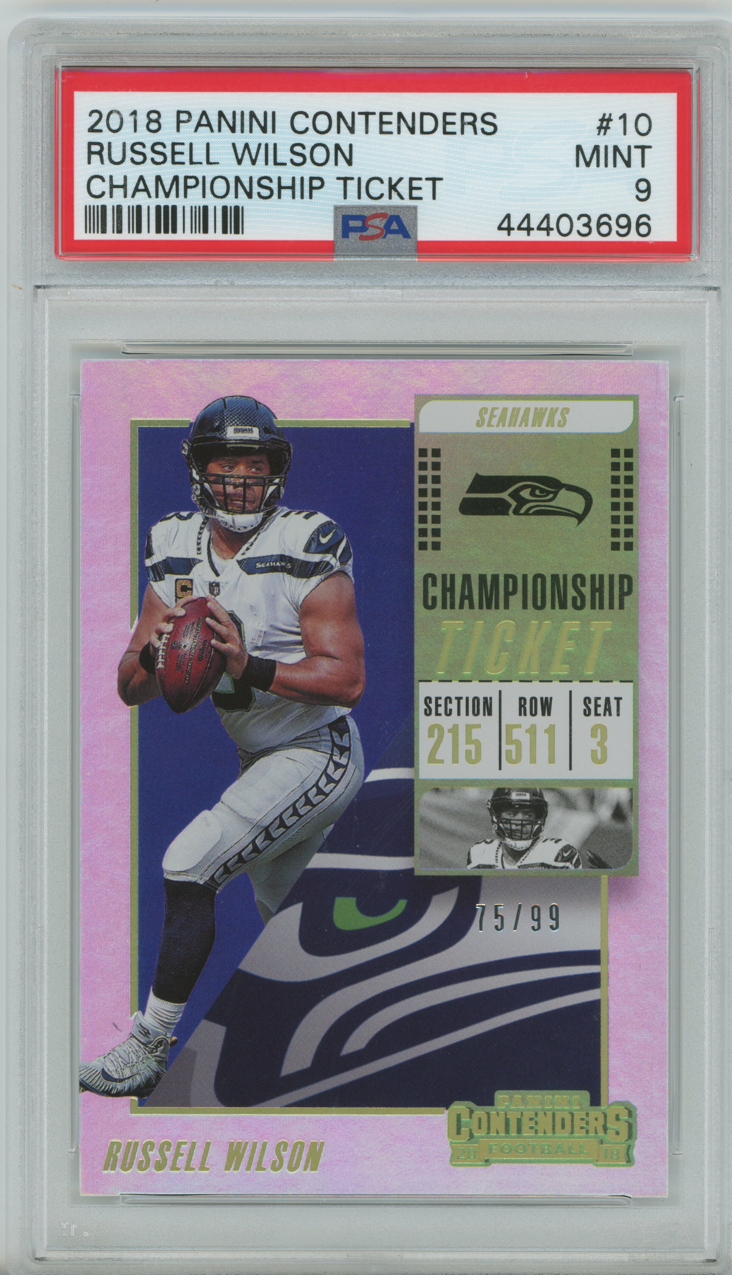 2018 Contenders Championship Ticket Russell Wilson PSA 9