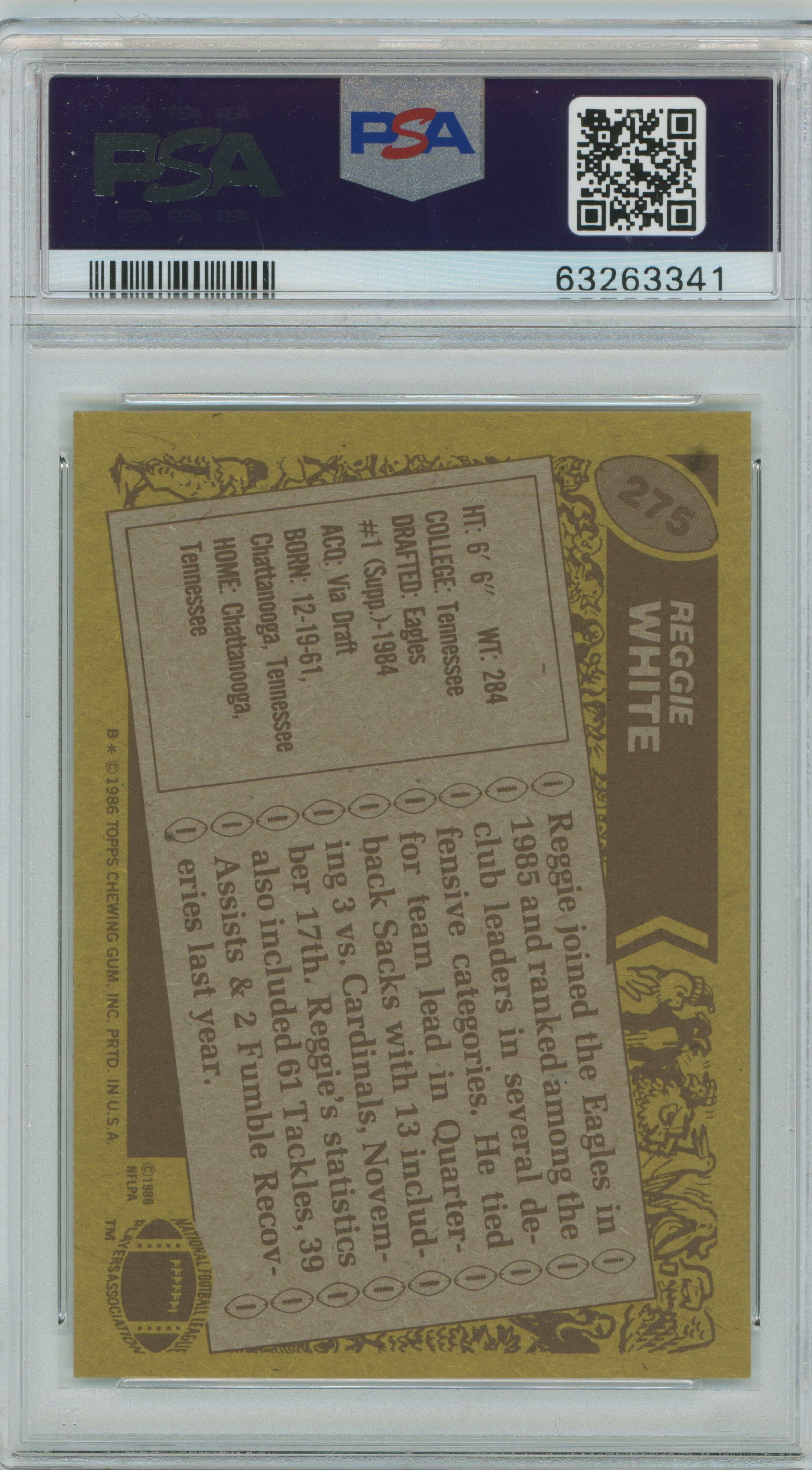 1986 Topps Reggie White PSA 8