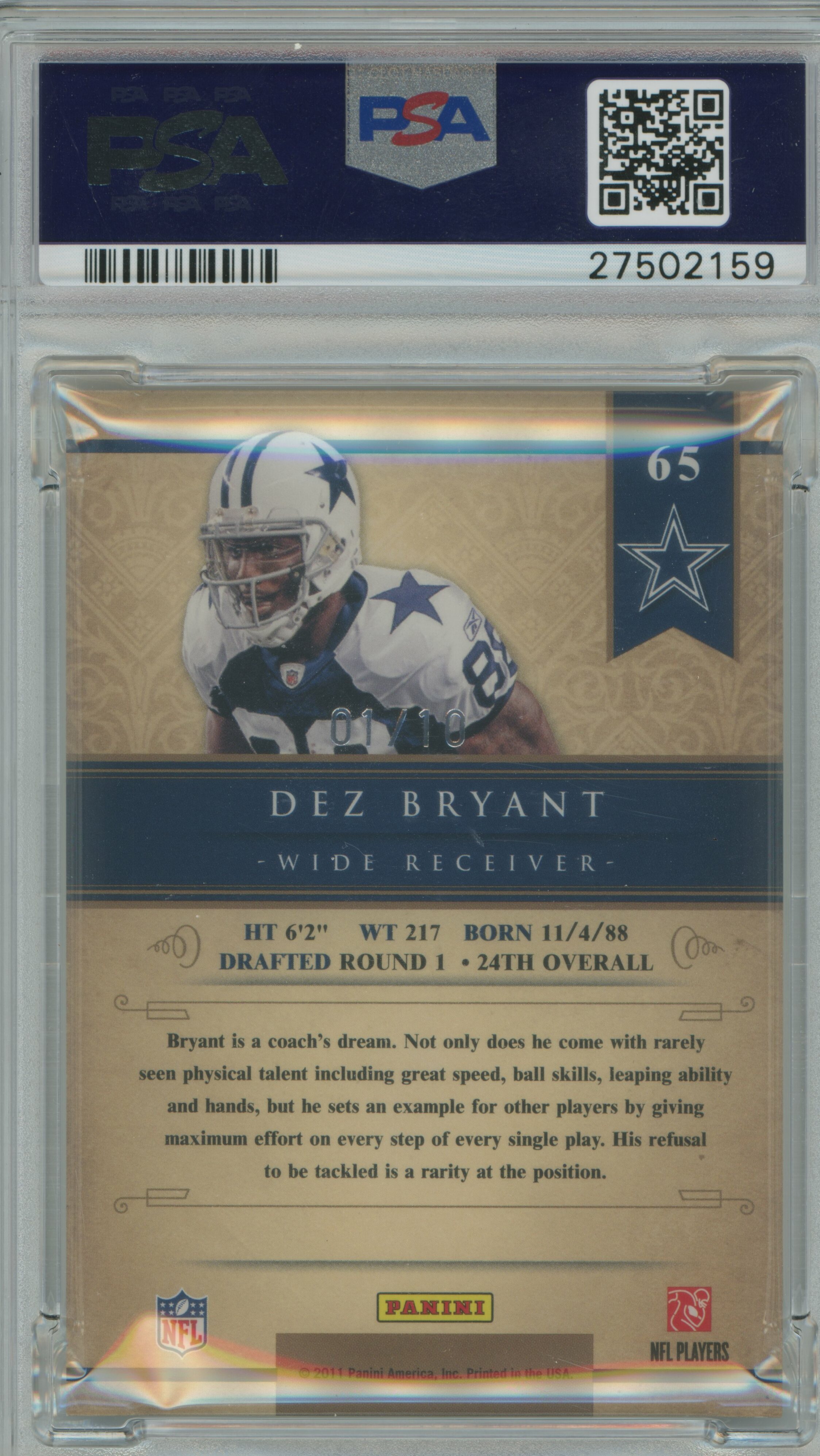 2011 Gold Standard Black Gold Dez Bryant PSA 10