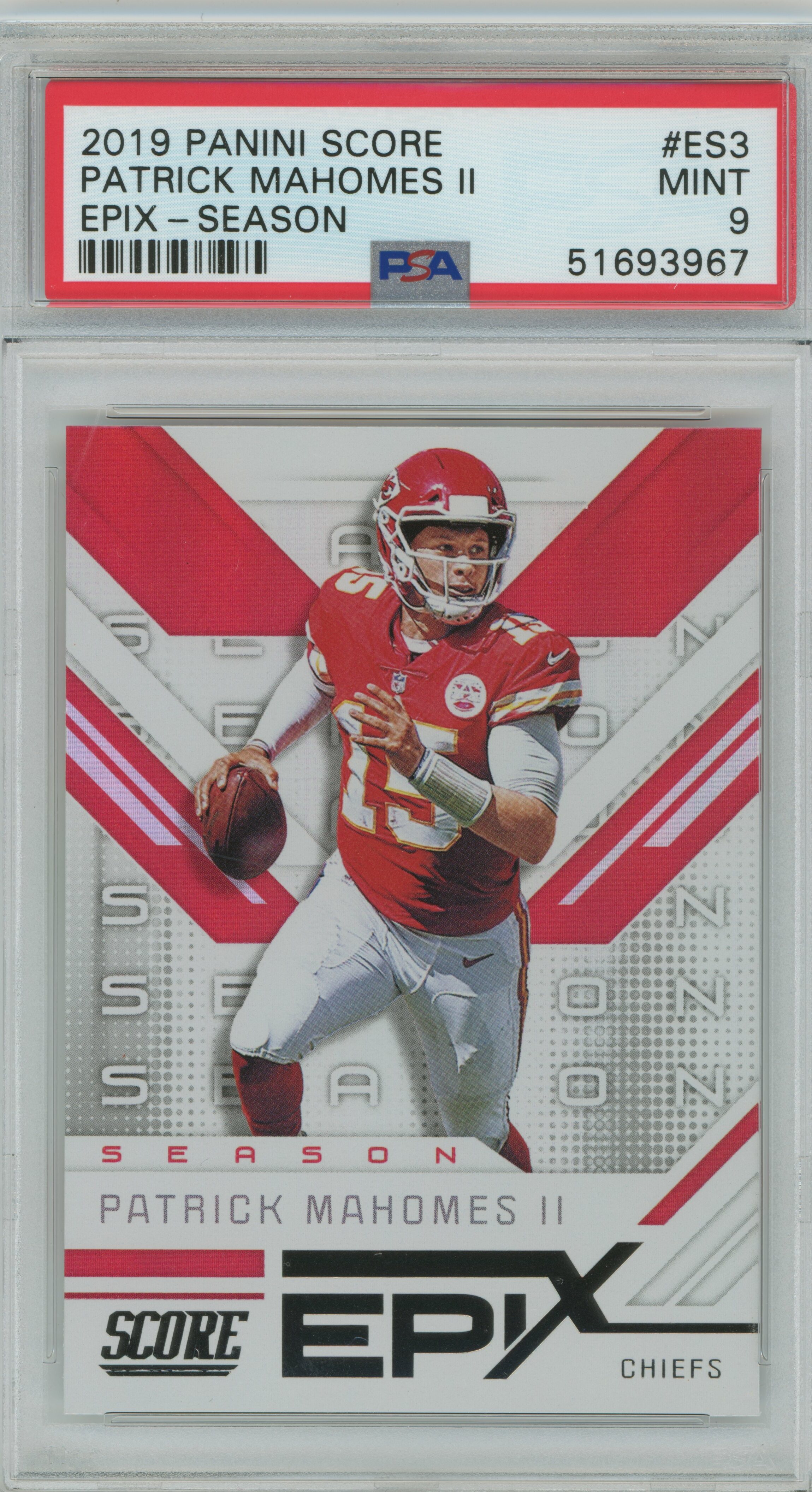 2019 Score Epix Season Patrick Mahomes PSA 9