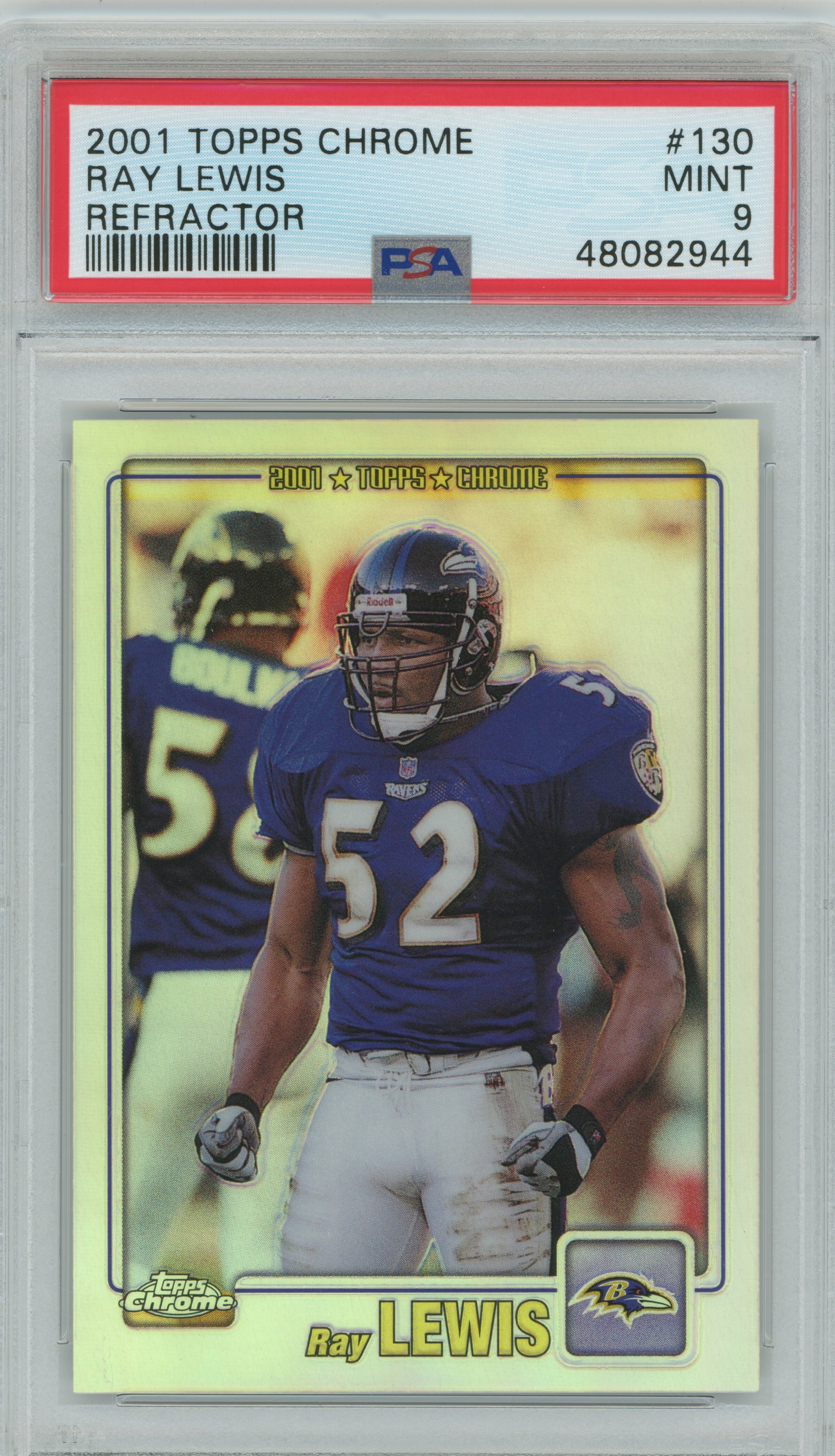 2001 Topps Chrome Refractor Ray Lewis PSA 9