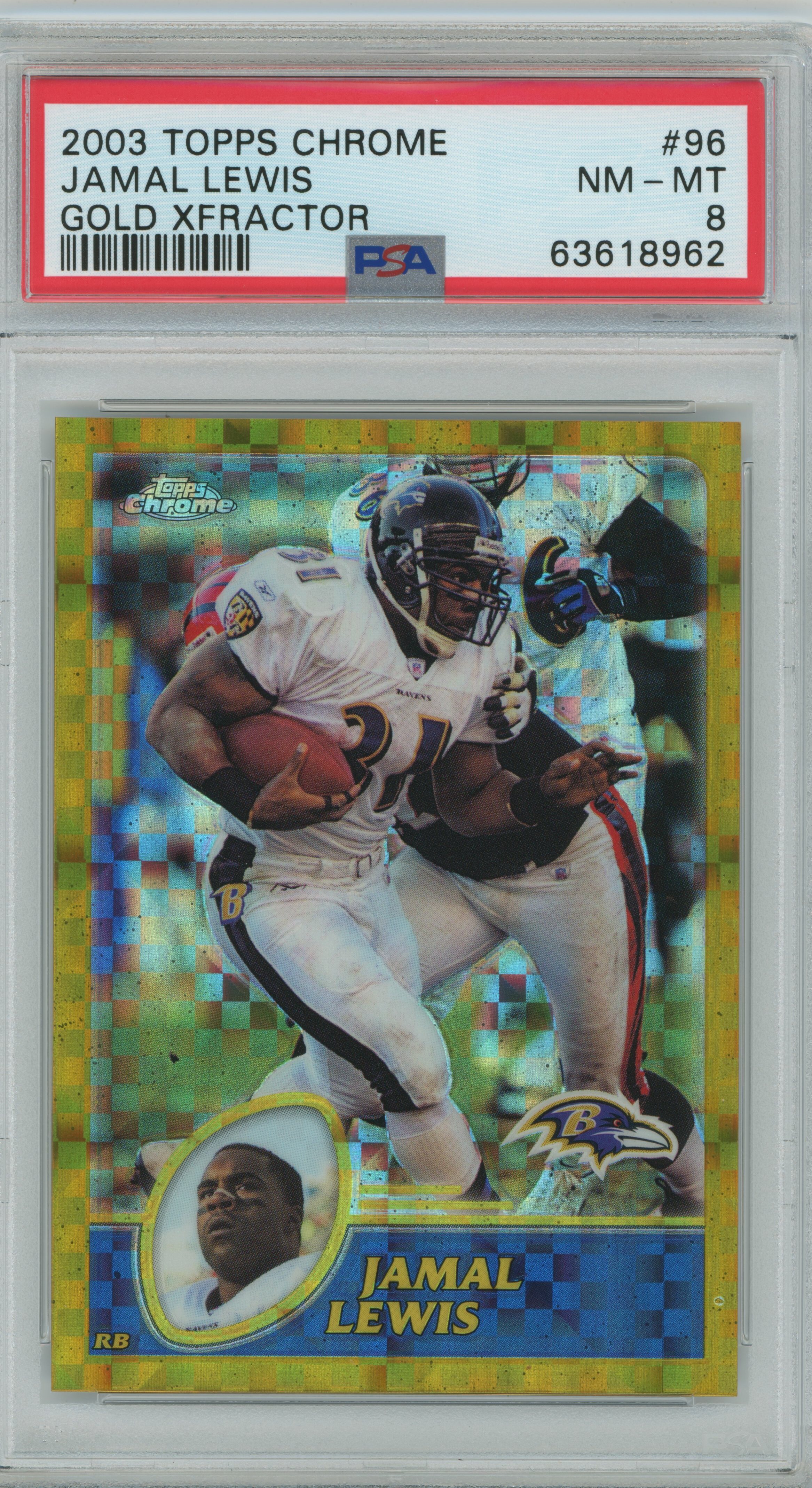 2003 Topps Chrome Gold Xfractor /101 Jamal Lewis PSA 8