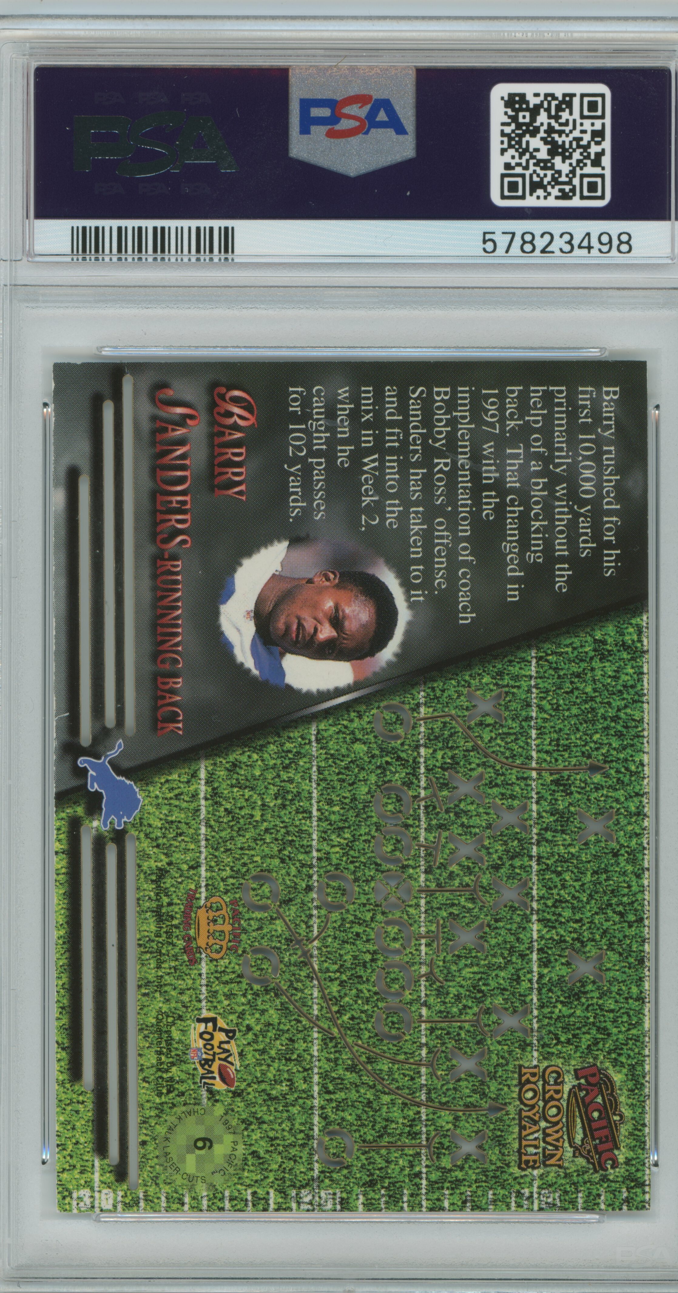 1997 Crown Royale Chalk Talk Laser Cuts Barry Sanders PSA 9