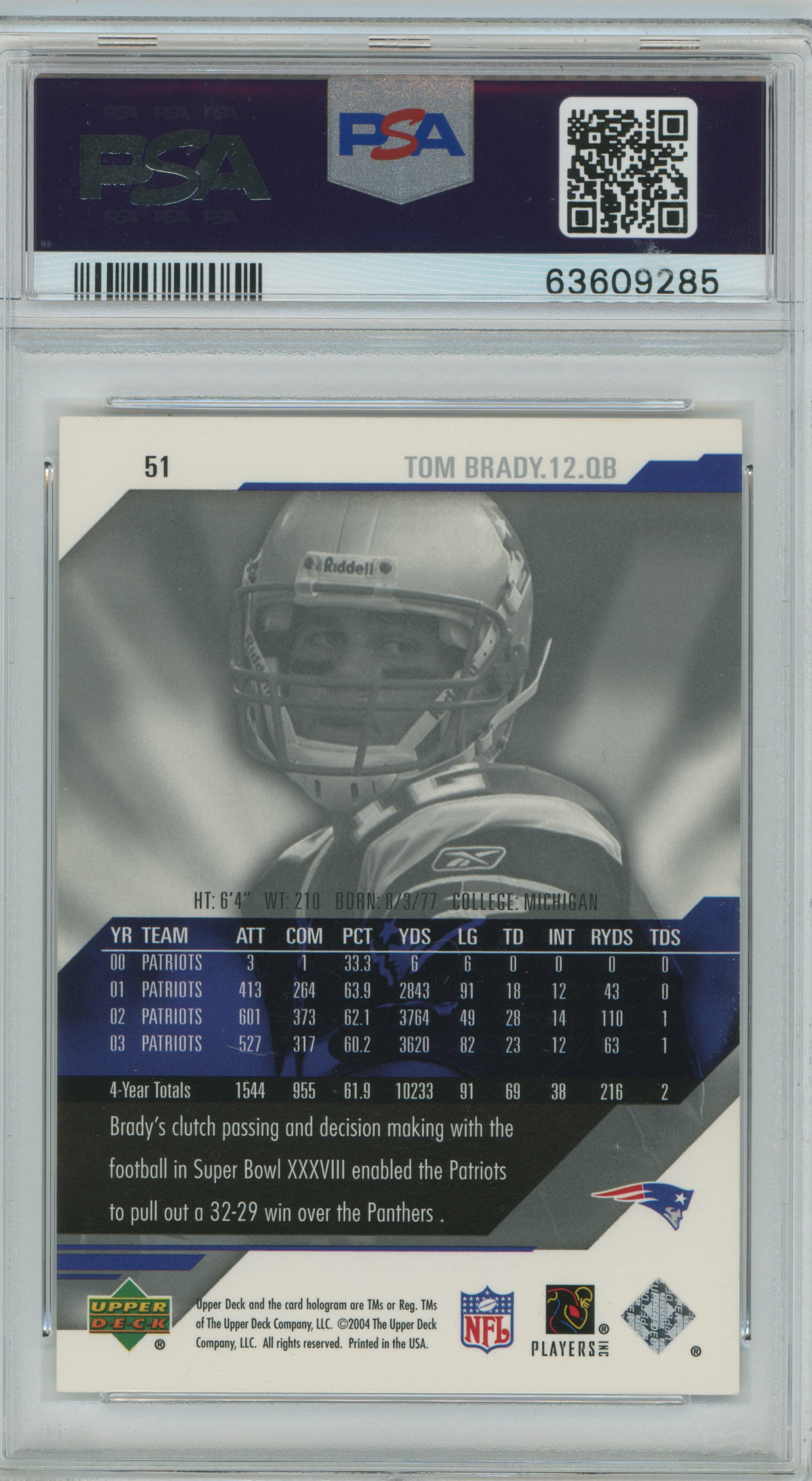 2004 Diamond Pro Sigs Tom Brady PSA 9