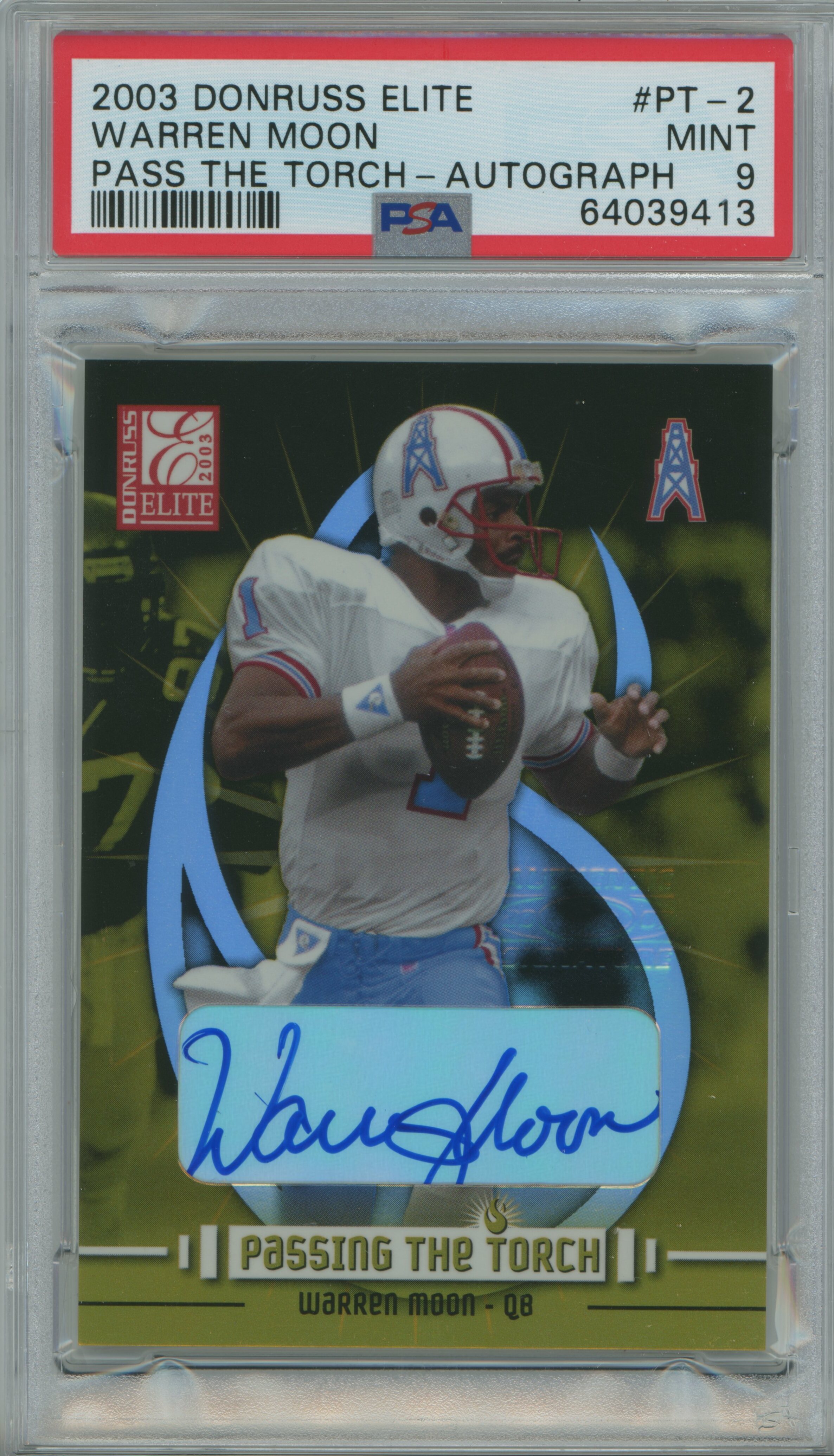 2003 Elite Passing the Torch Auto Warren Moon PSA 9