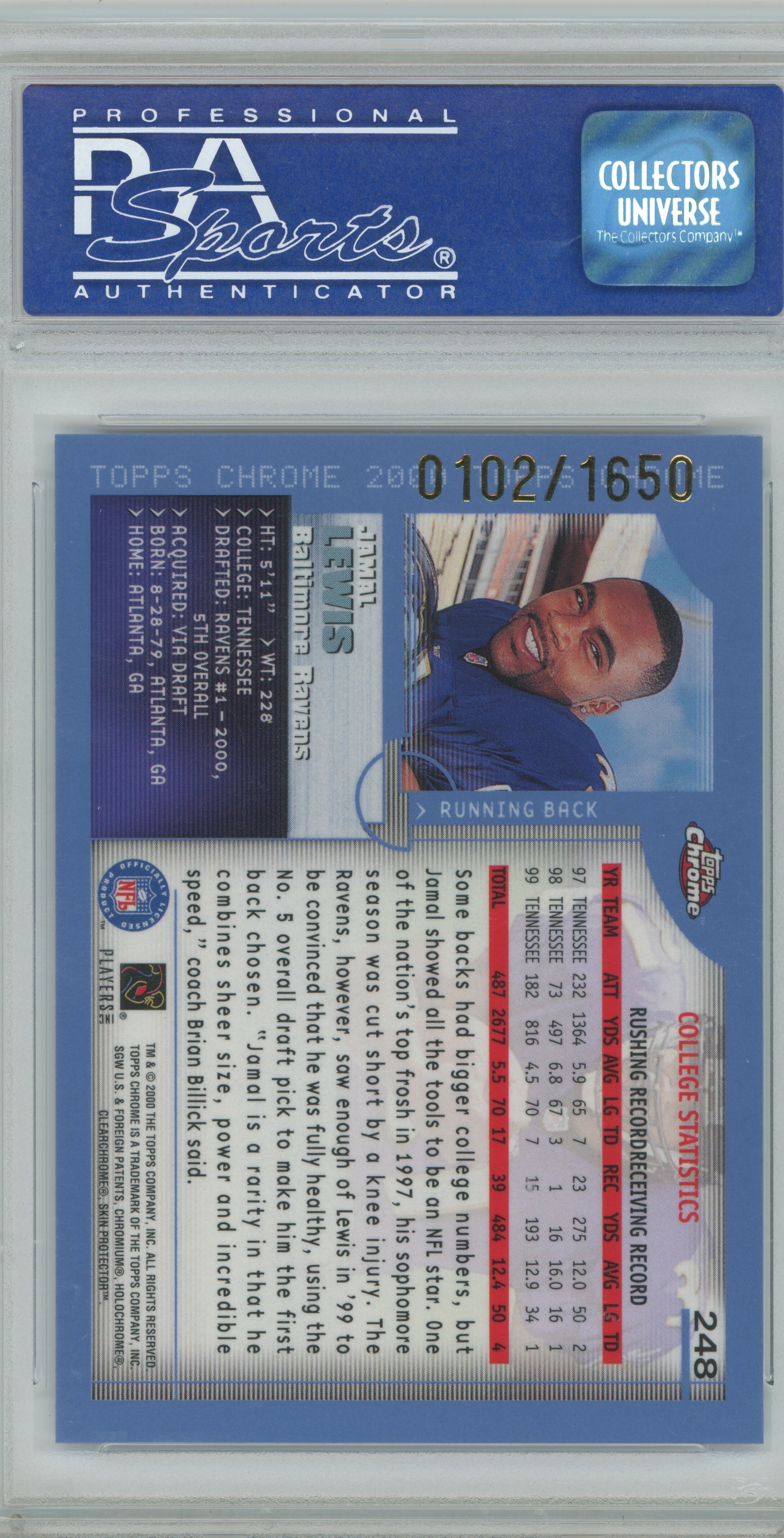 2000 Topps Chrome Jamal Lewis PSA 9