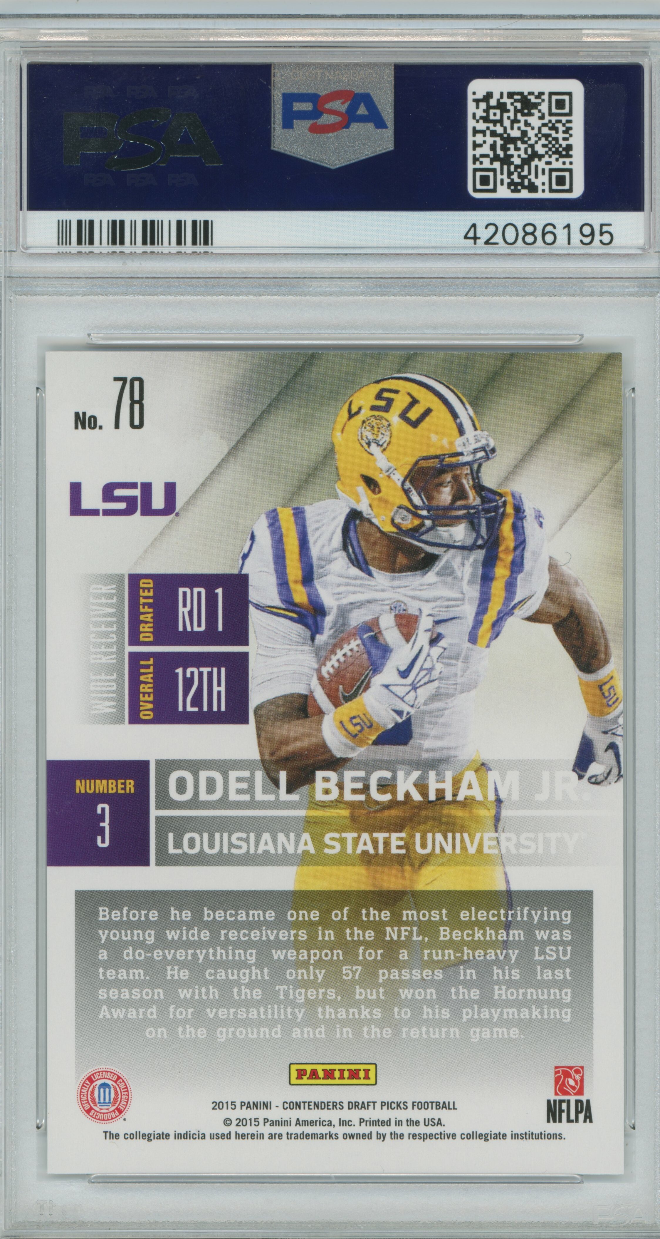 2015 Contenders Draft Picks Cracked Ice Ticket Odell Beckham Jr. PSA 10