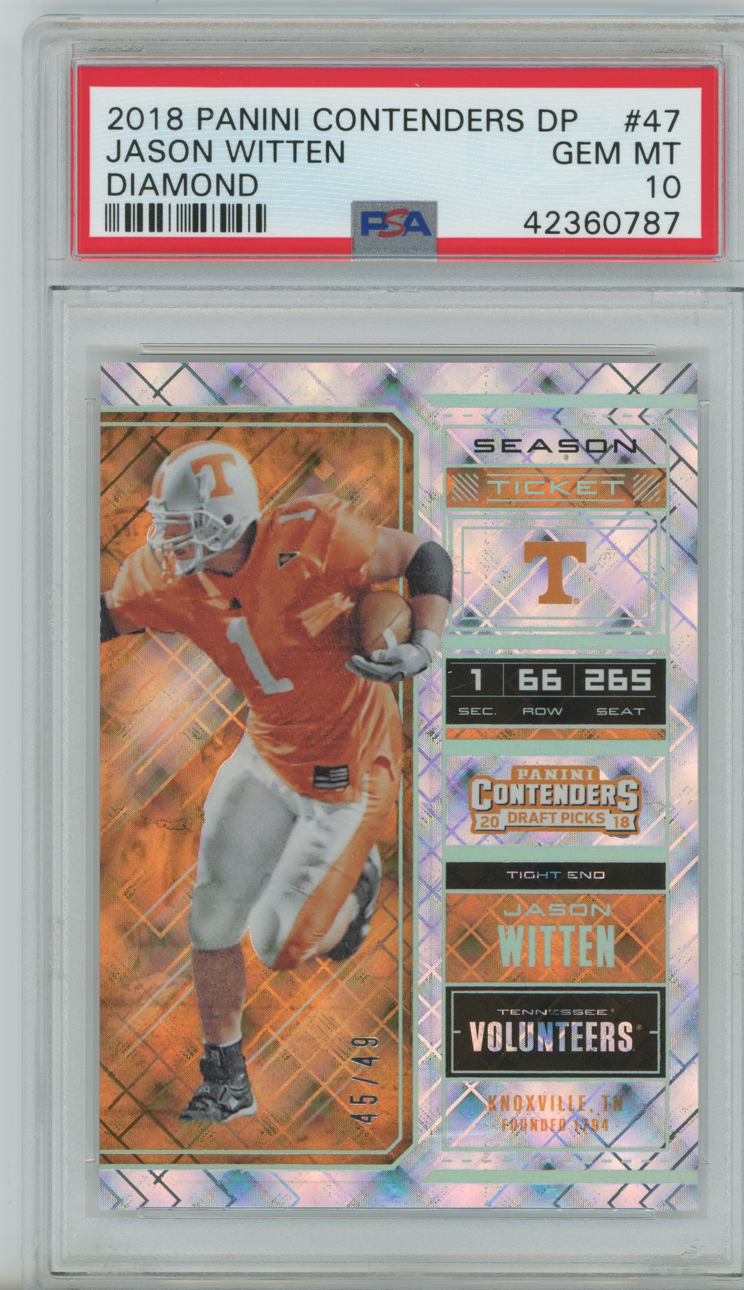 2018 Contenders Draft Picks Diamond Jason Witten PSA 10