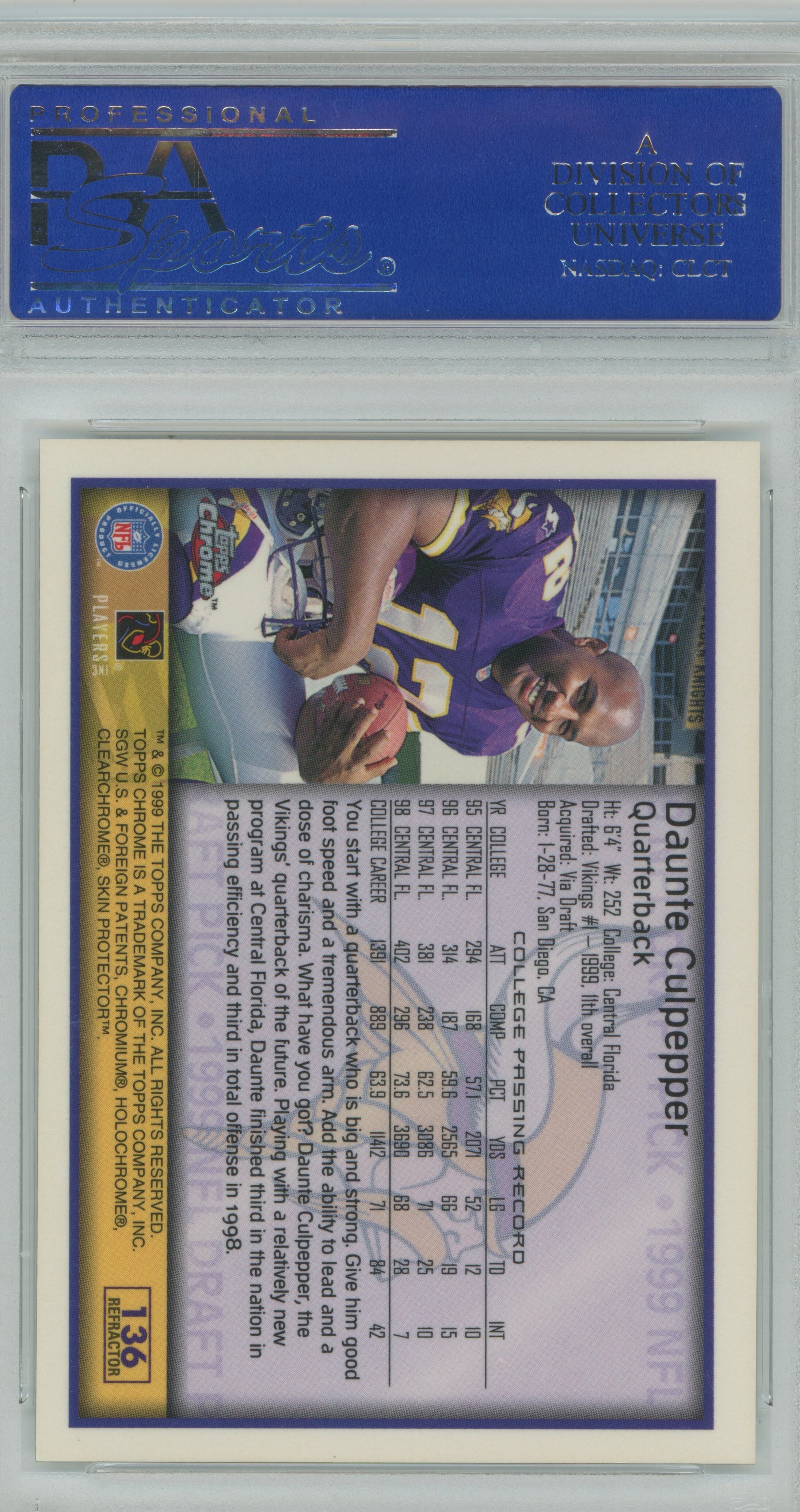 1999 Topps Chrome Refractor Daunte Culpepper PSA 10