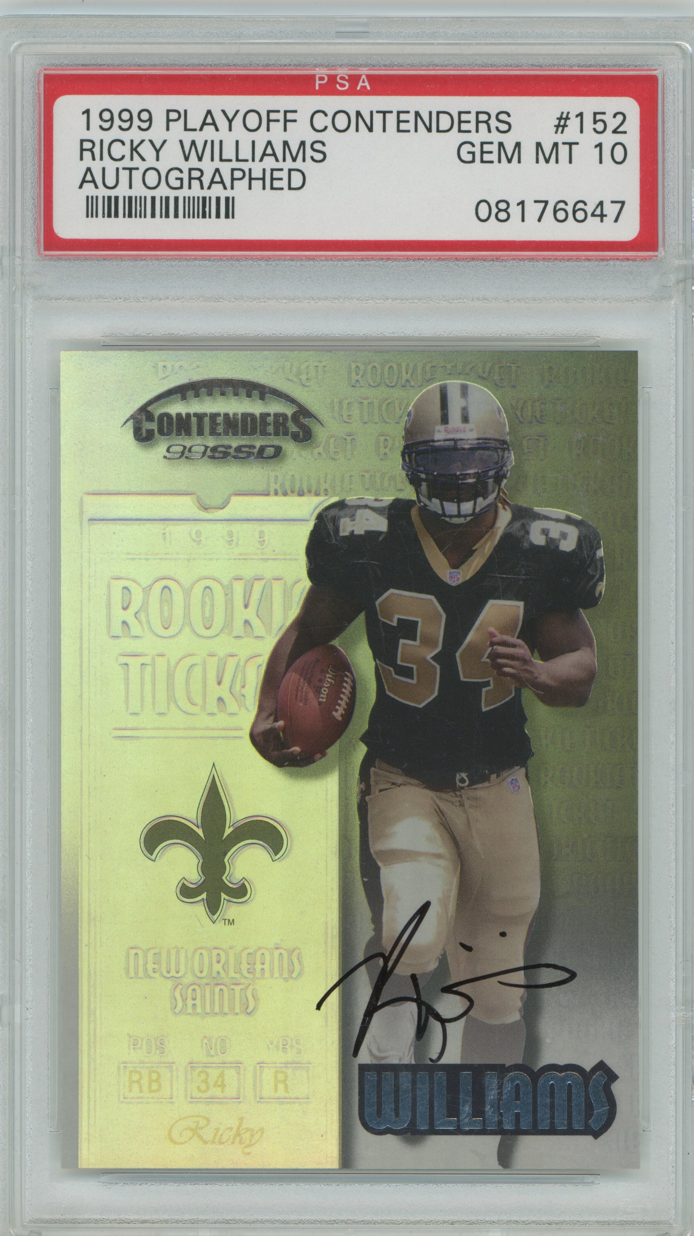 1999 Contenders Auto Ricky Williams PSA 10