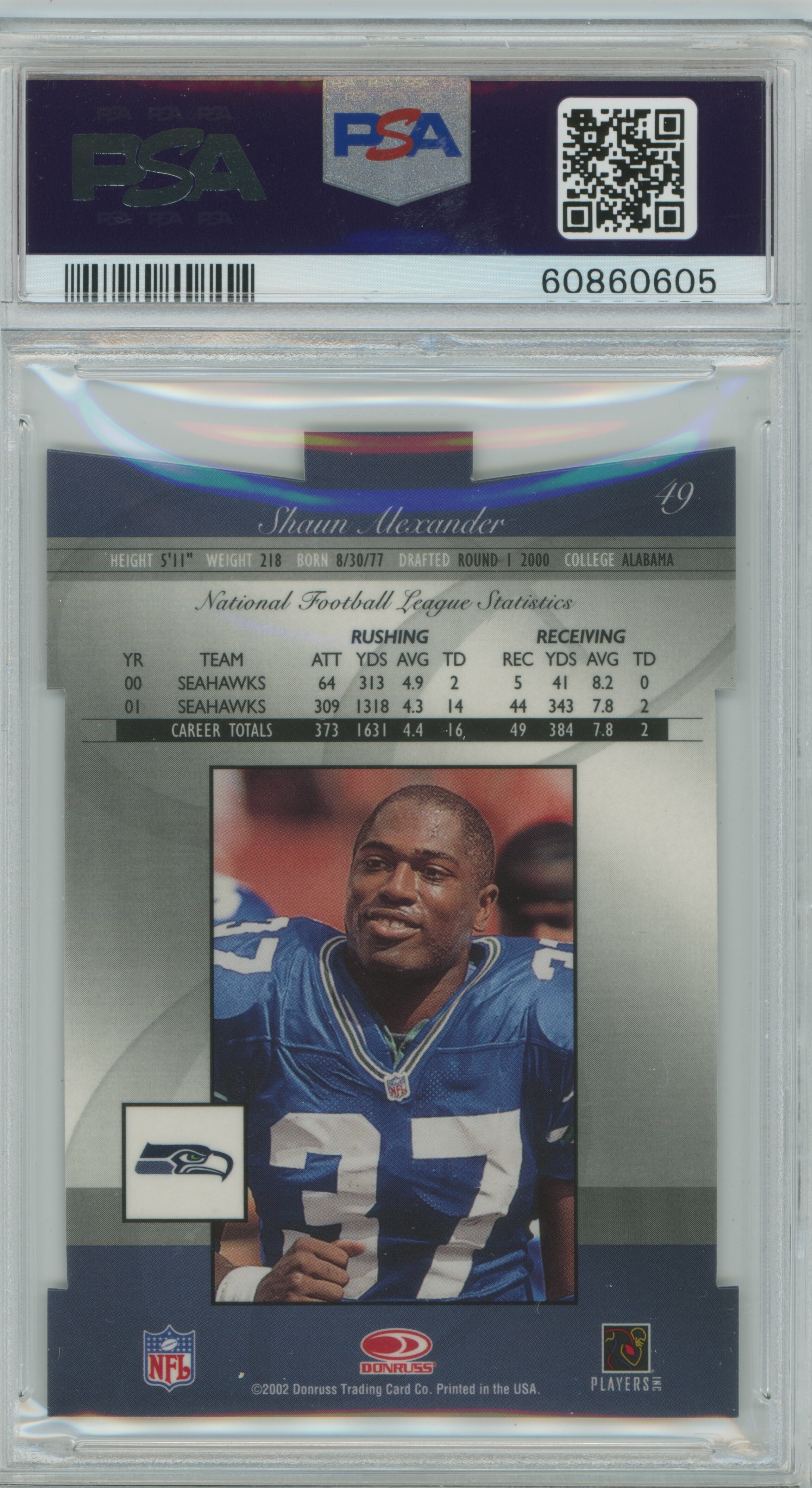 2002 Elite Aspirations Shaun Alexander PSA 9