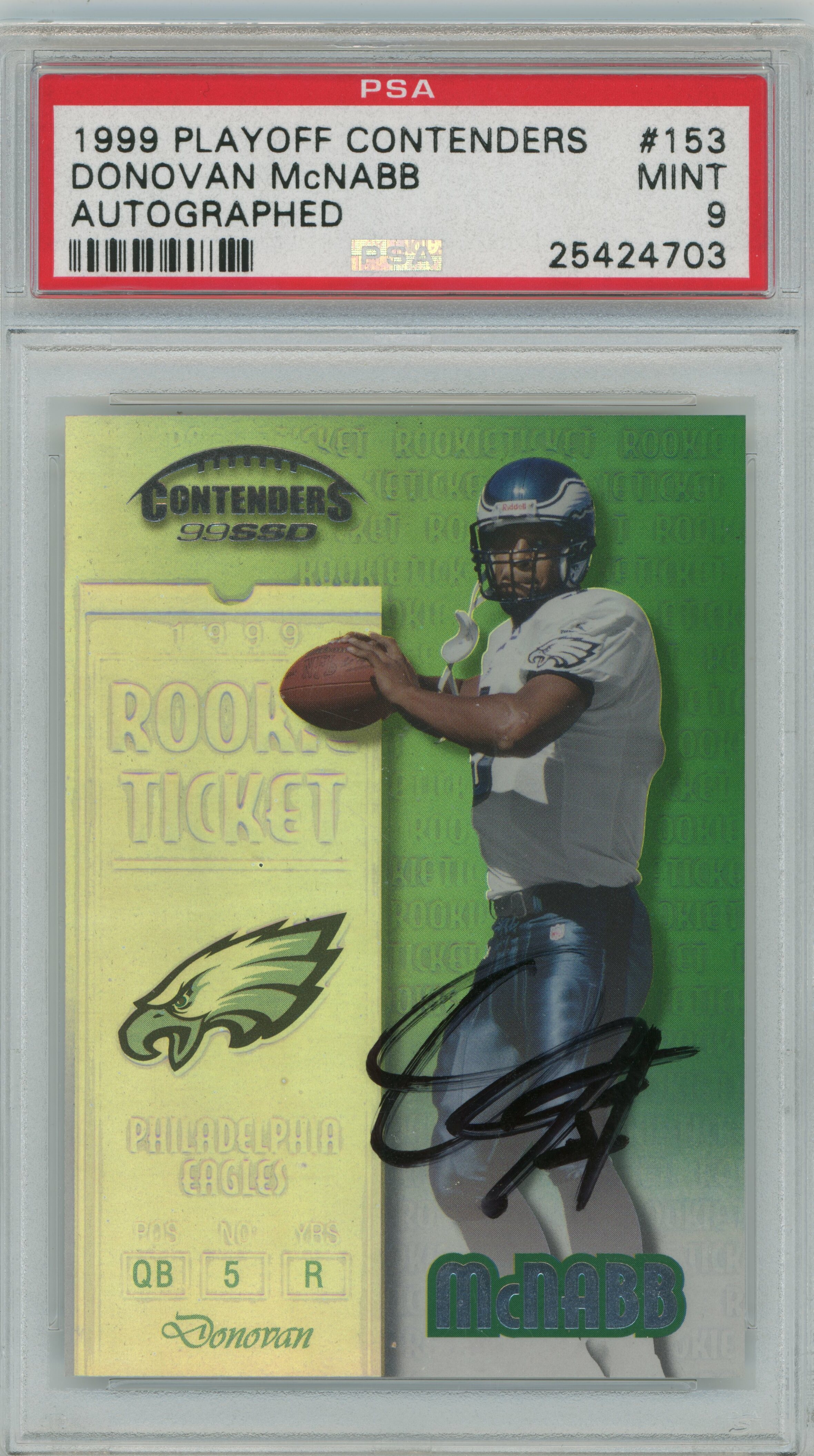 1999 Contenders Auto RC Donovan McNabb PSA 9