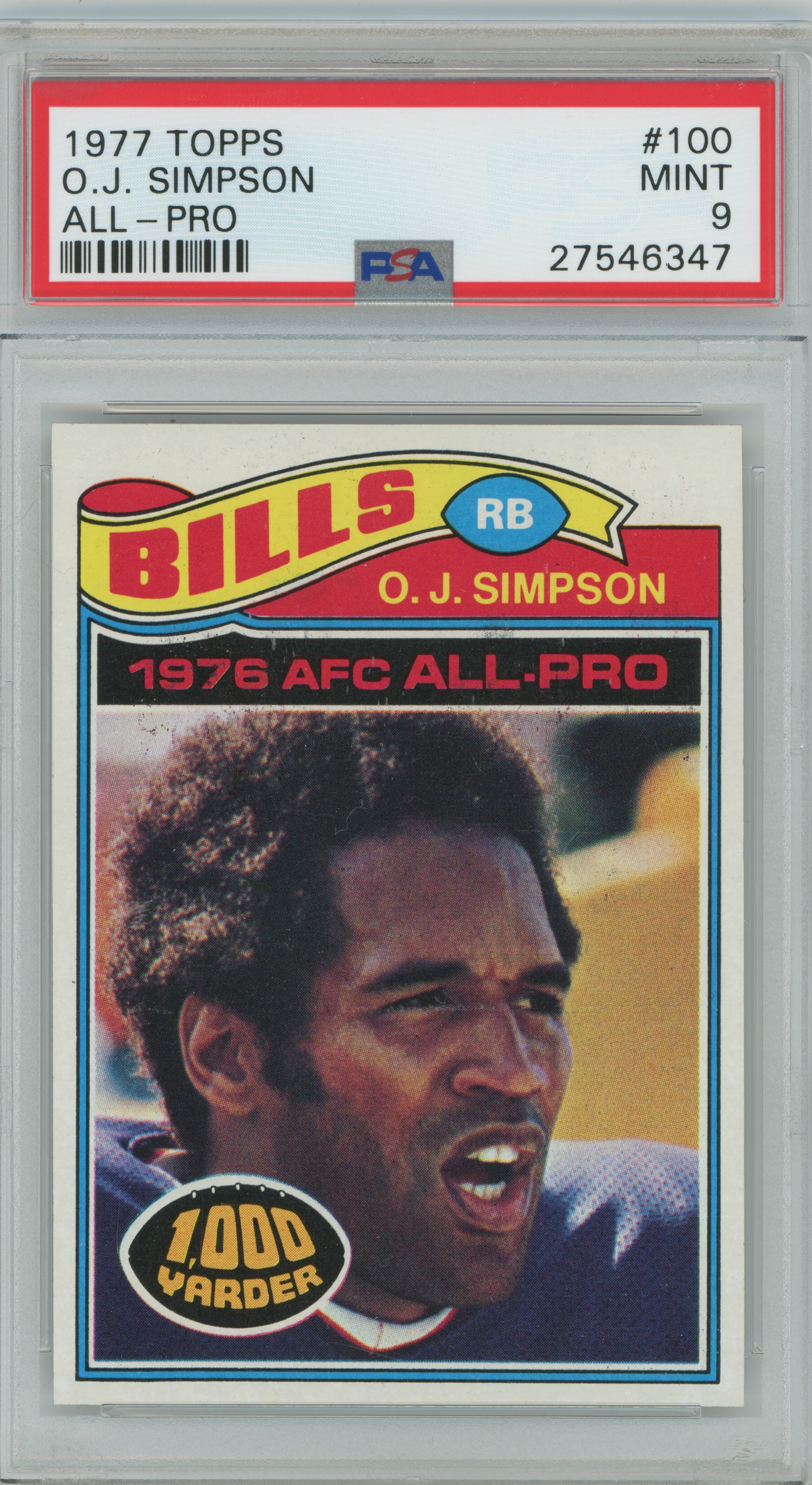 1977 Topps All-Pro O.J. Simpson PSA 9