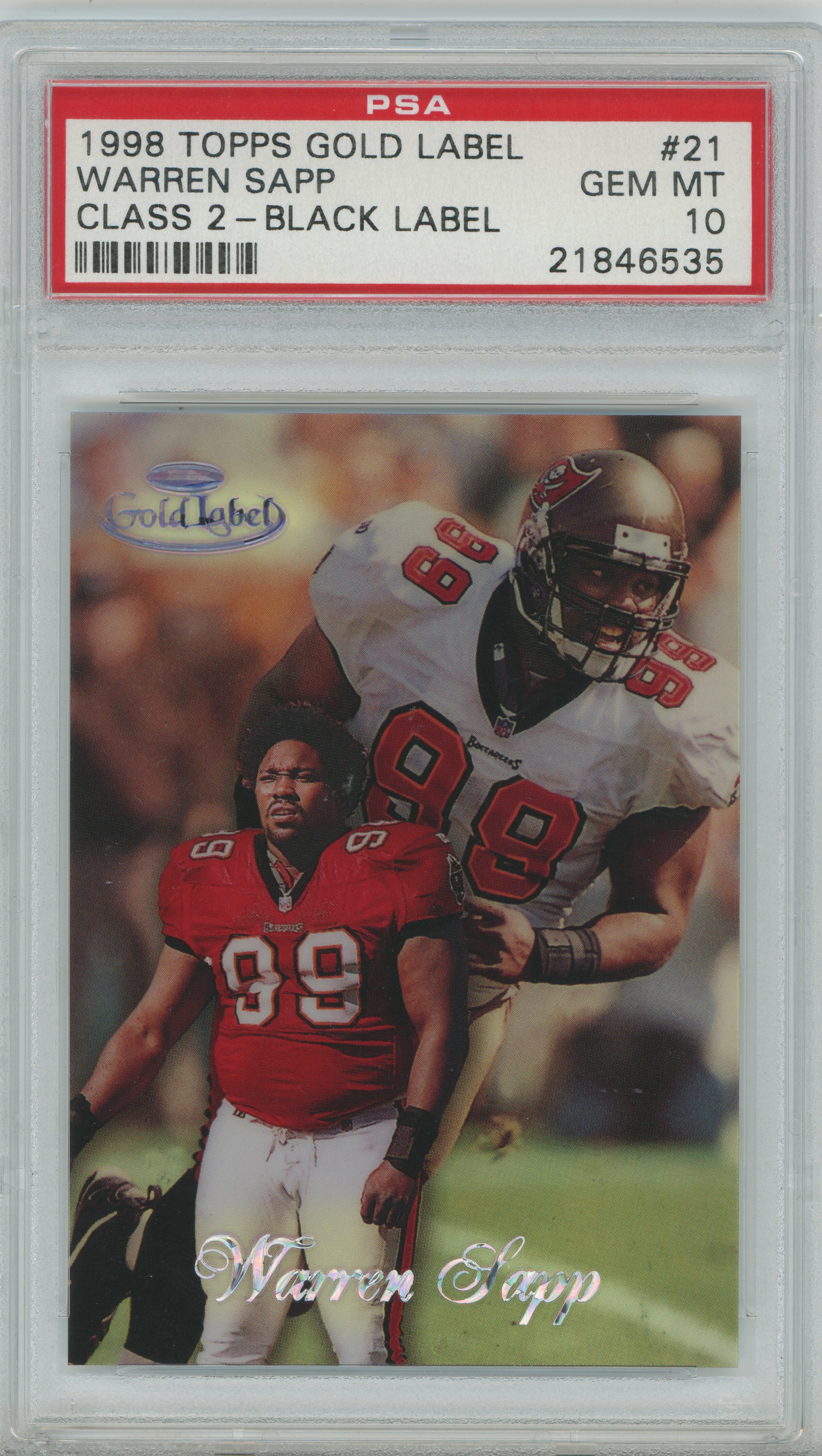 1998 Gold Label Class 2 Black Label Warren Sapp PSA 10