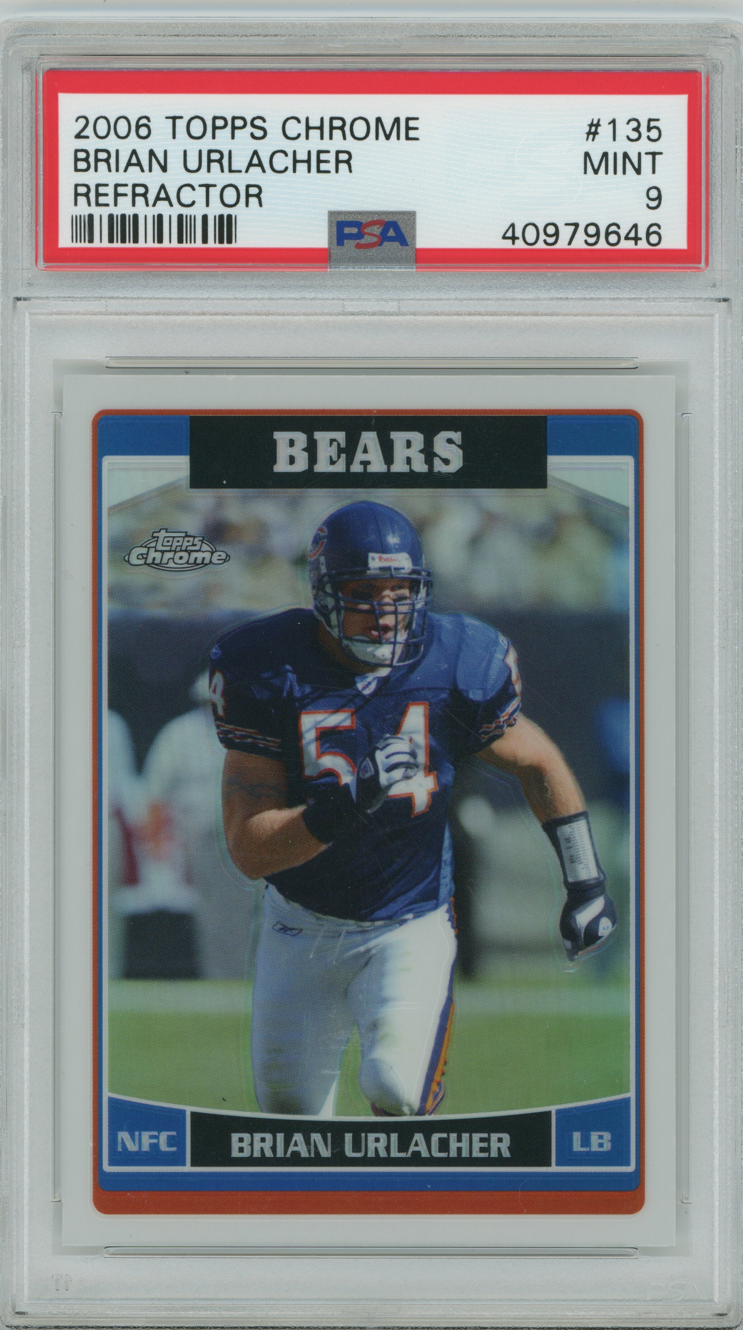 2006 Topps Chrome Refractor Brian Urlacher PSA 9