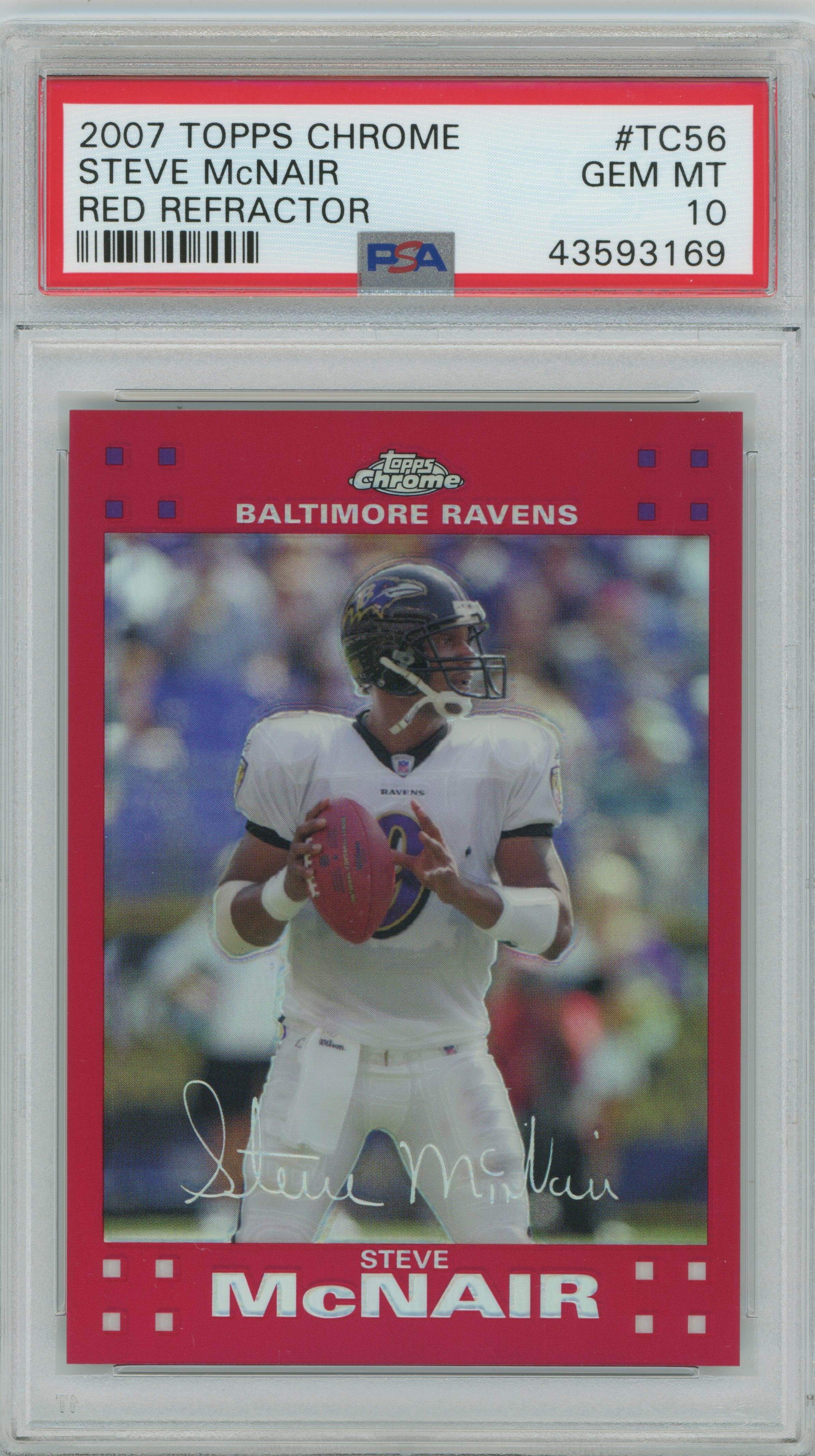 2007 Topps Chrome Red Refractor Steve McNair PSA 10