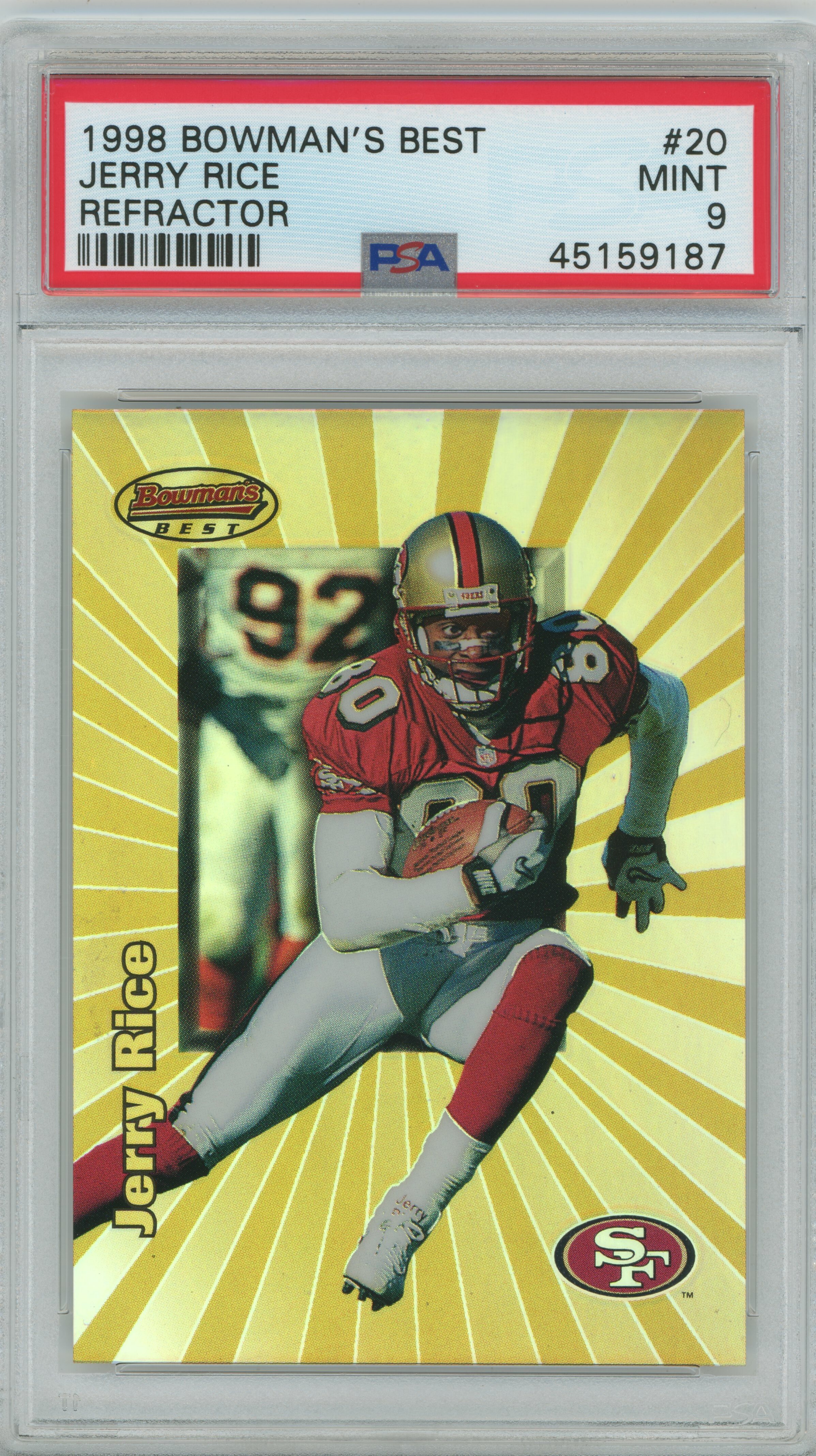 1998 Bowman's Best Refractor Jerry Rice PSA 9