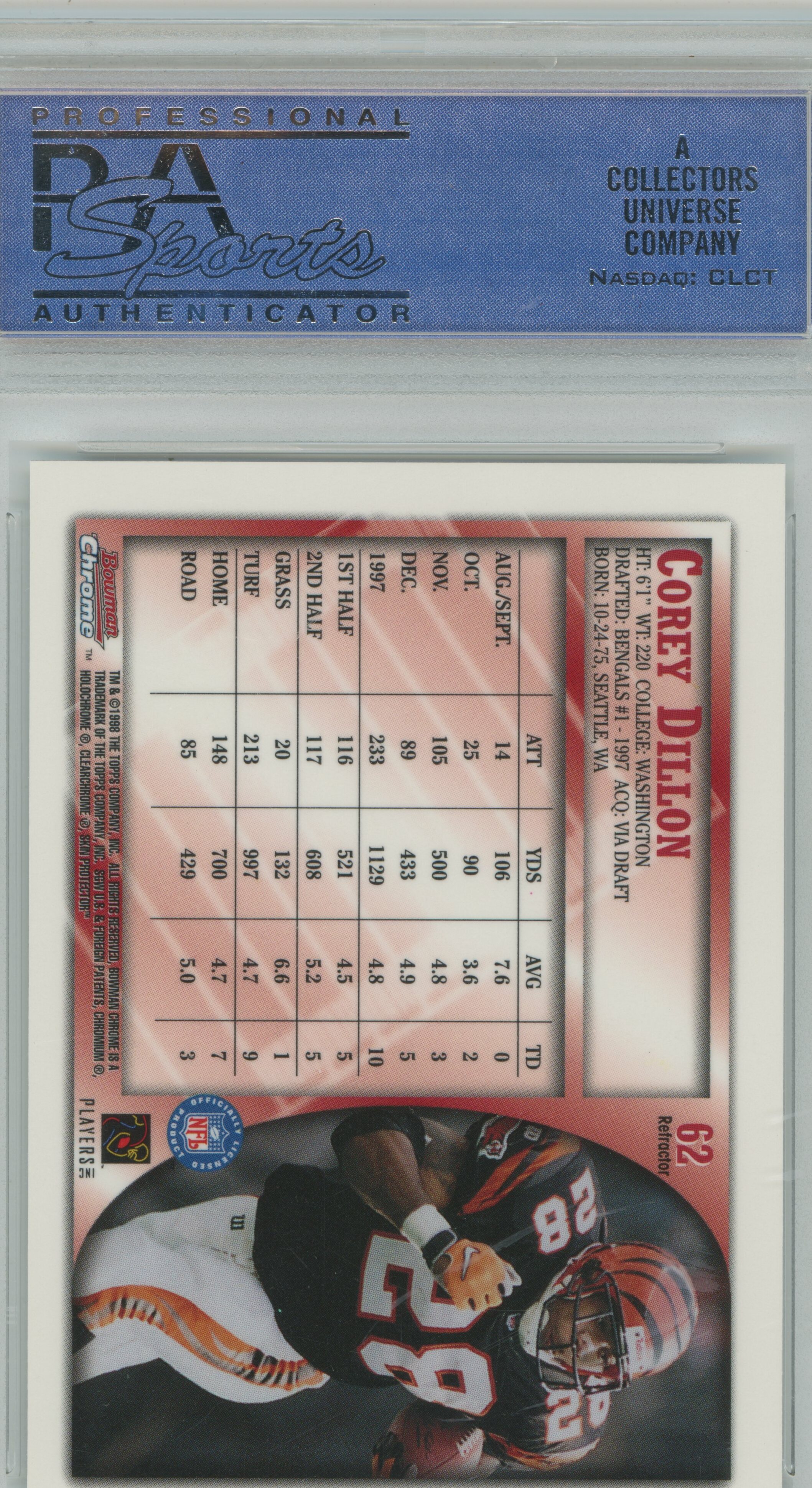 1998 Bowman Chrome Refractor Corey Dillon PSA 9