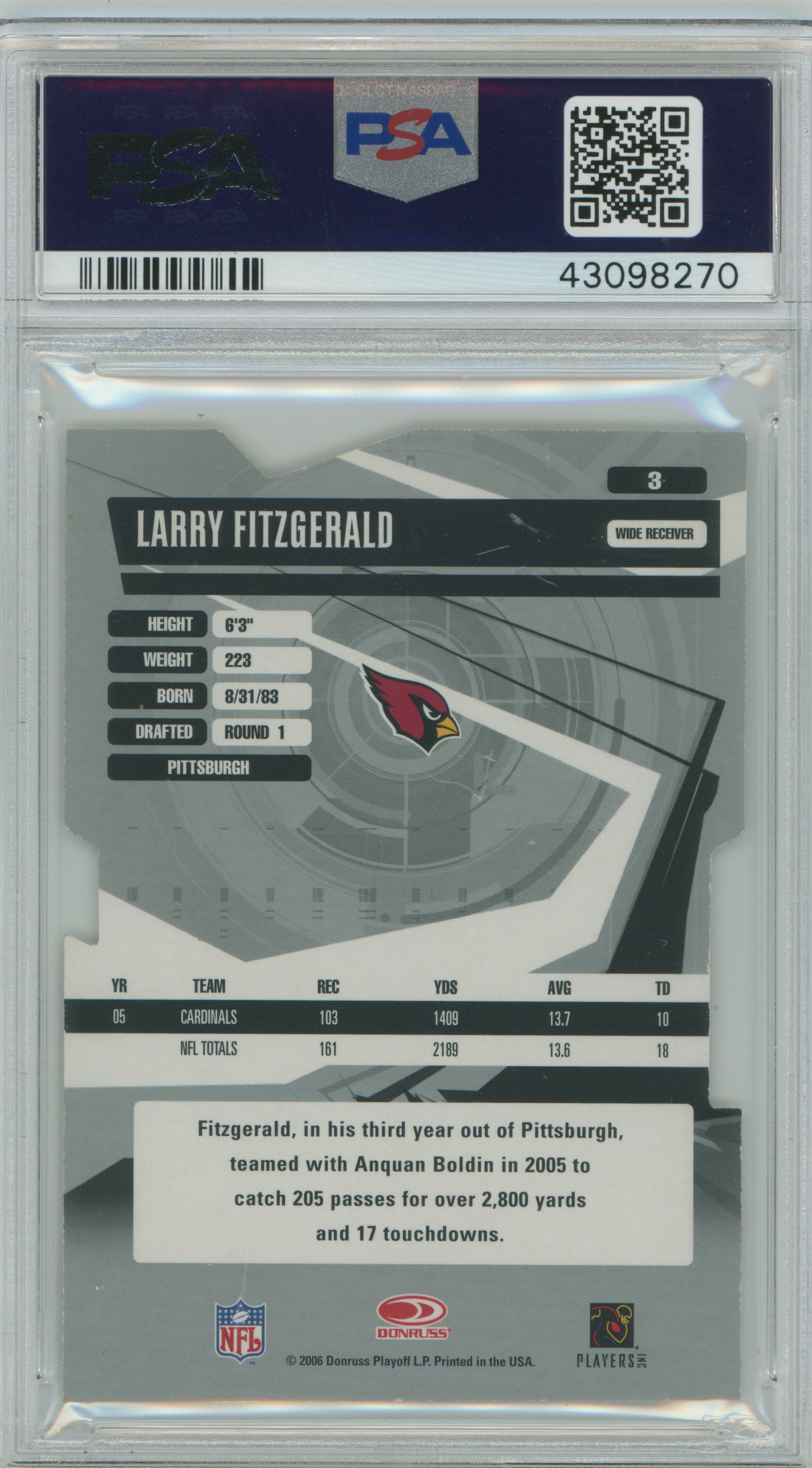 2006 Elite Status Larry Fitzgerald PSA 10