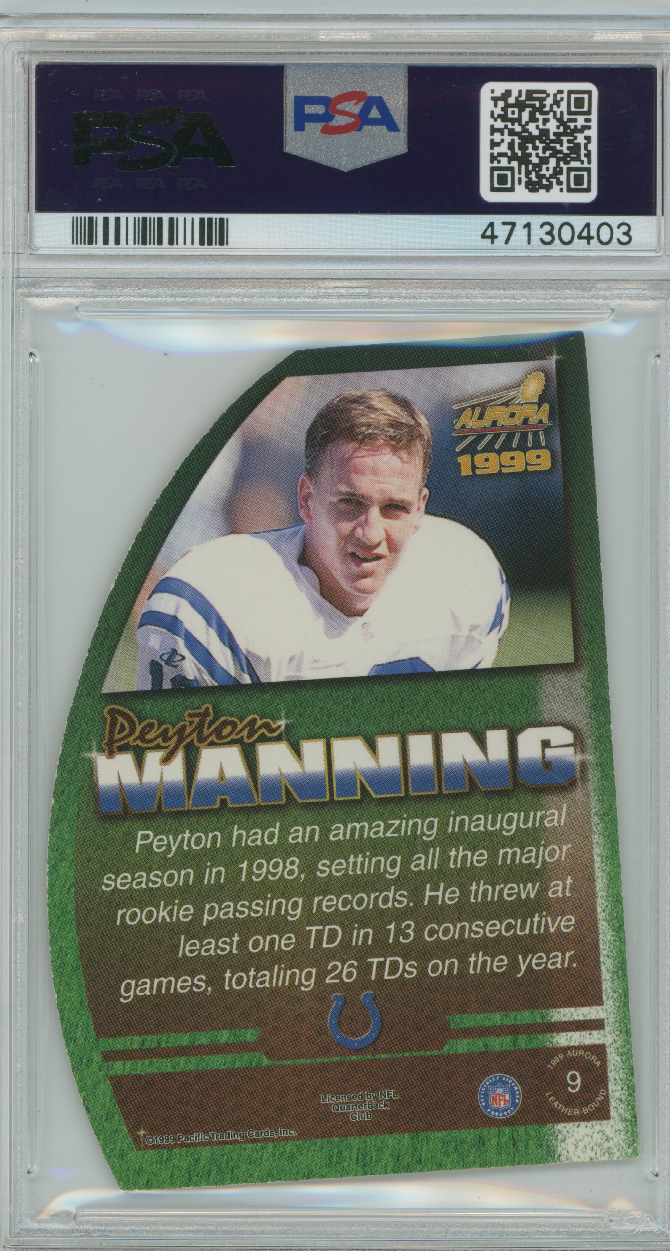 1999 Aurora Leatherbound Peyton Manning PSA 9