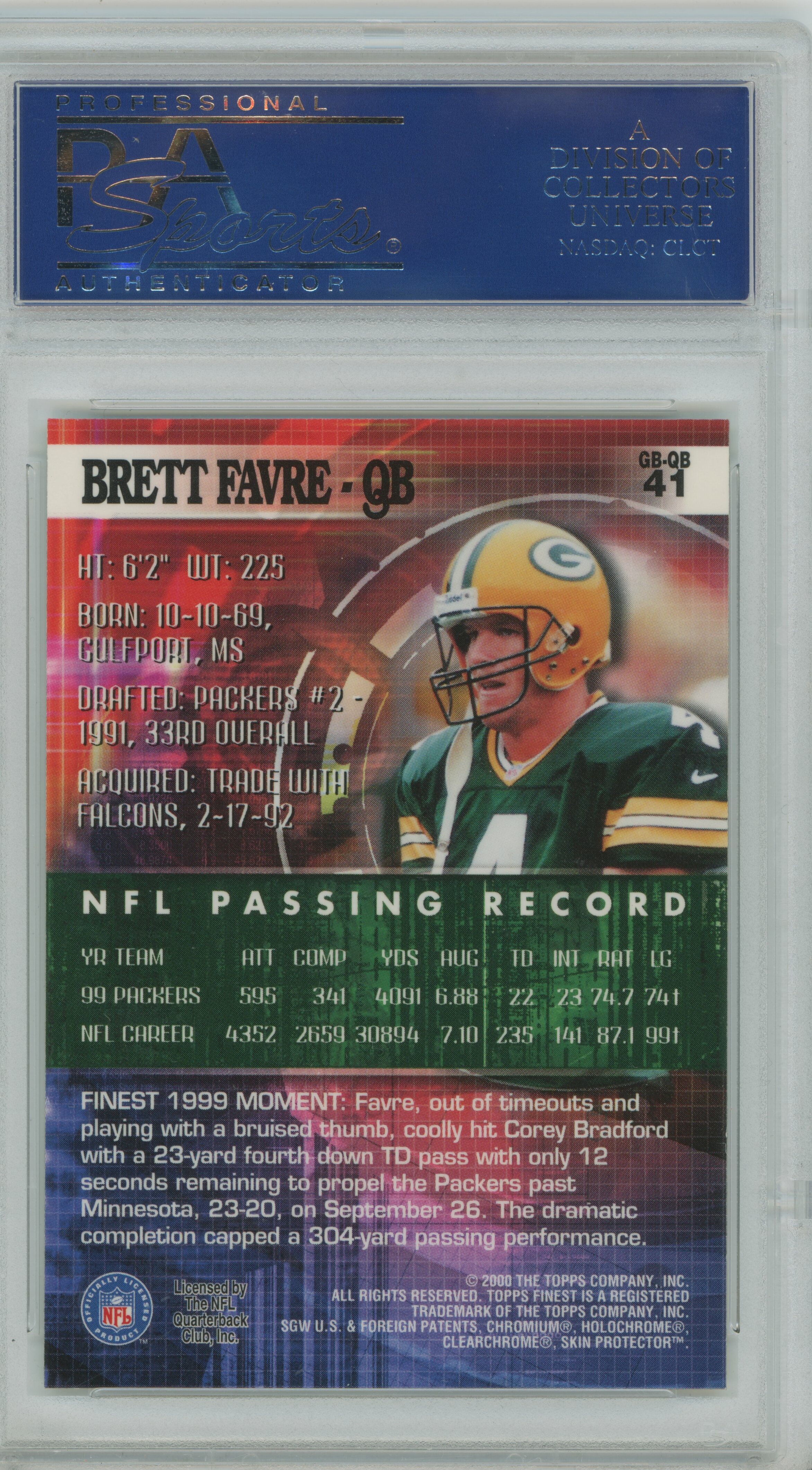 2000 Finest Brett Favre PSA 10