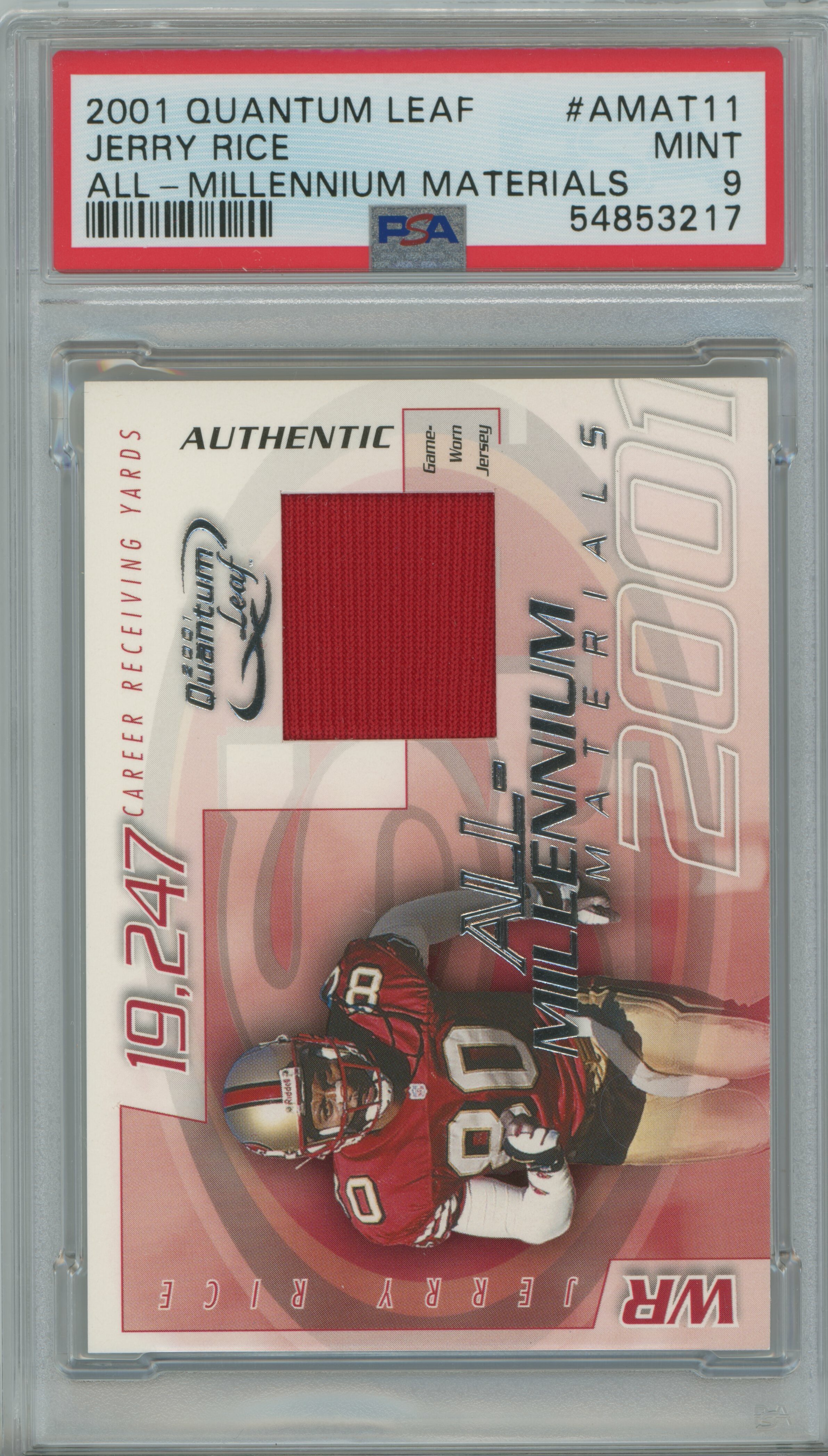 2001 Quantum Leaf All-Millennium Materials Jerry Rice PSA 9