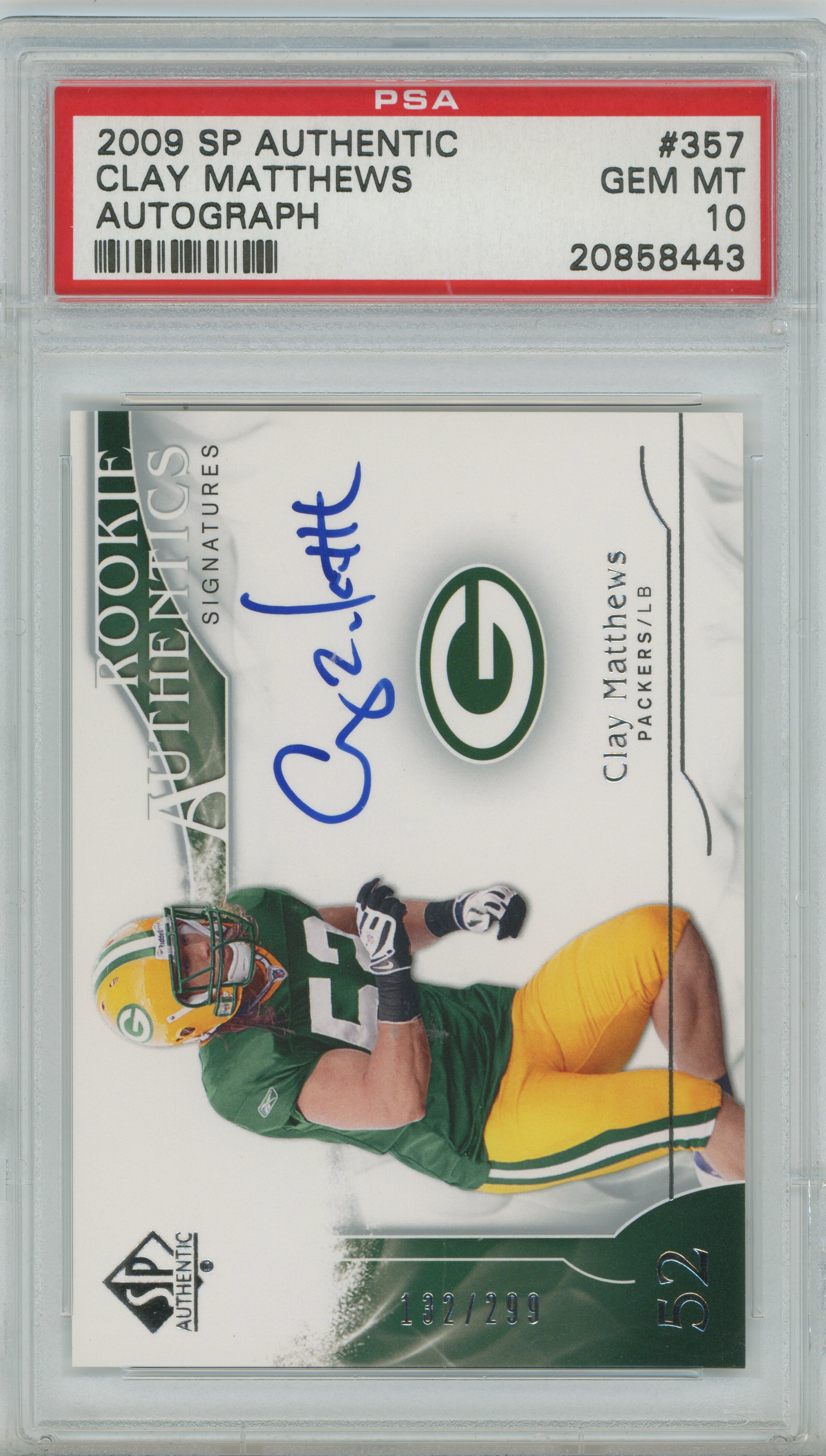 2009 SP Authentic Auto RC Clay Matthews PSA 10