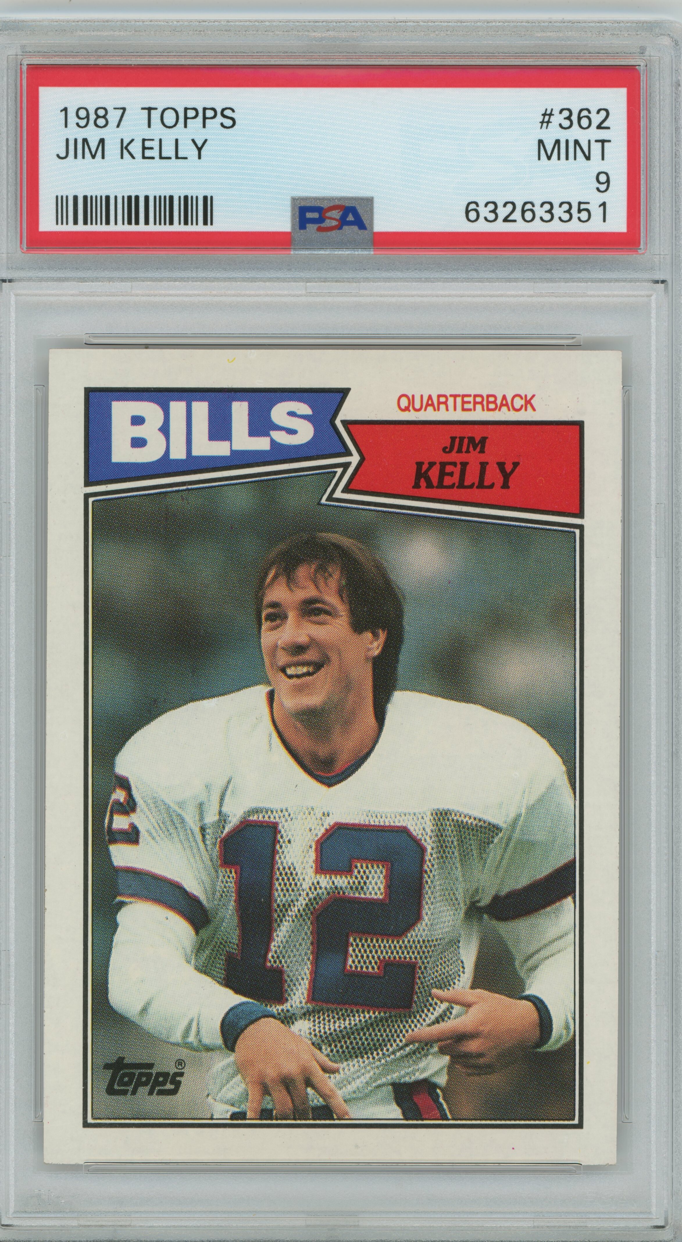 1987 Topps RC Jim Kelly PSA 9