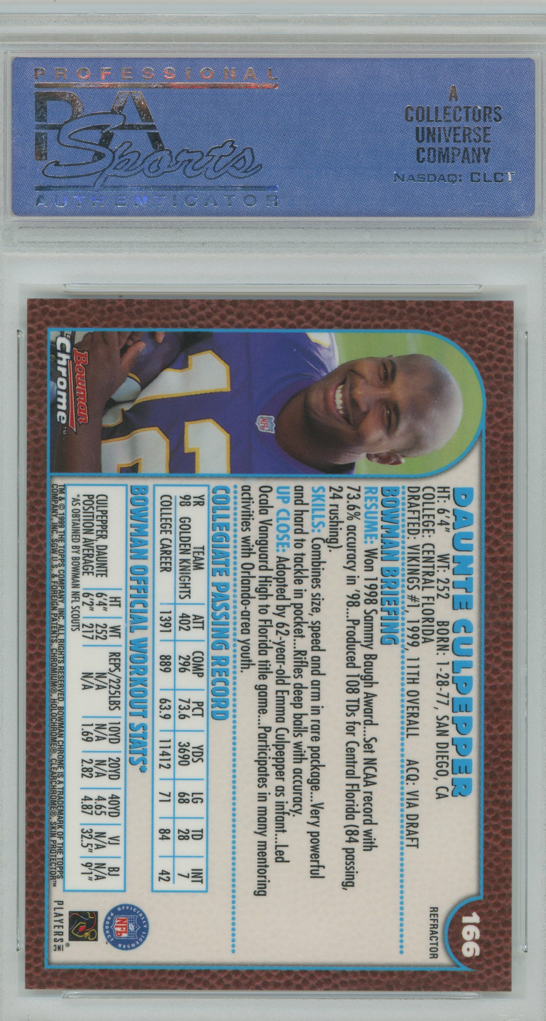 1999 Bowman Chrome Refractor Daunte Culpepper PSA 9