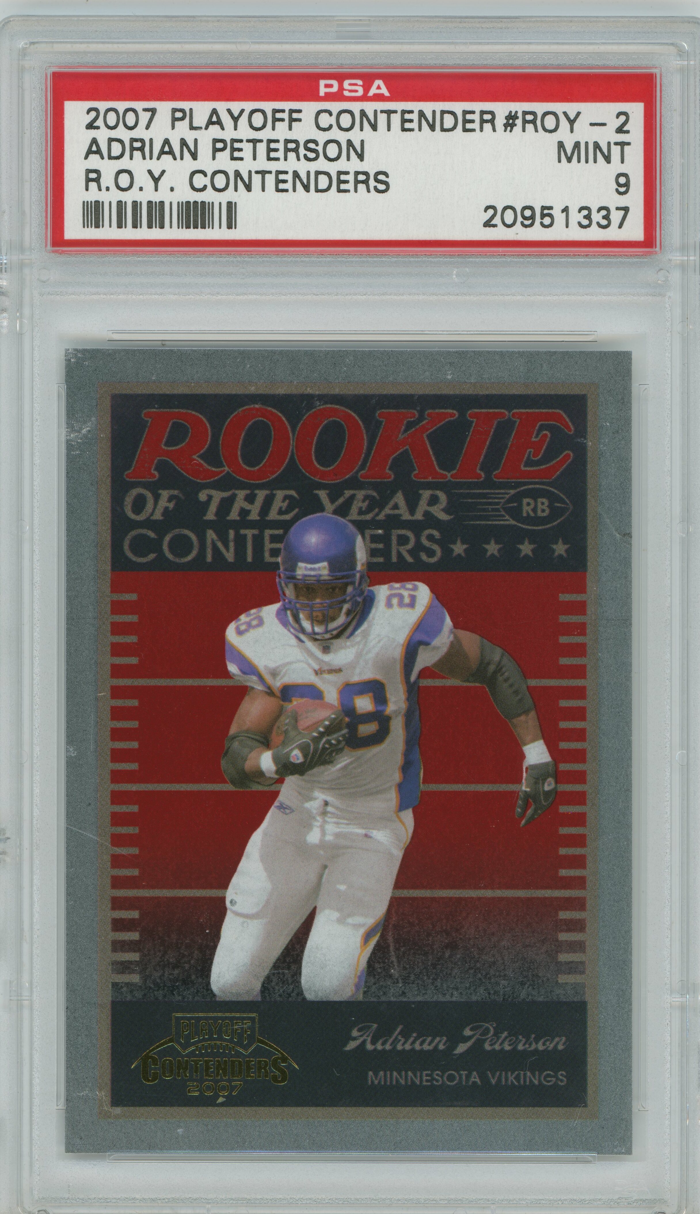 2007 Contenders ROY Contenders RC Adrian Peterson PSA 9