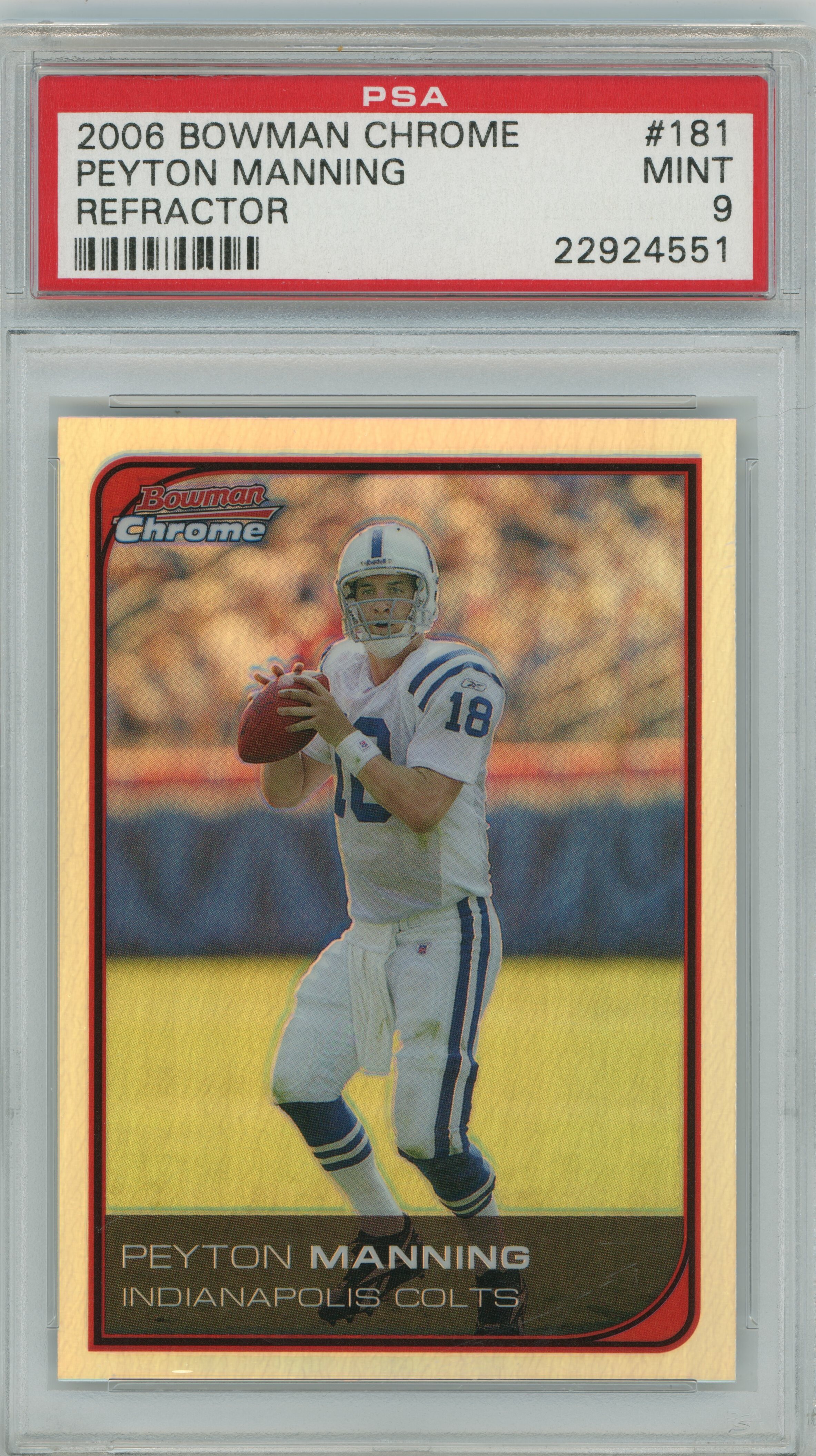 2006 Bowman Chrome Refractor Peyton Manning PSA 9