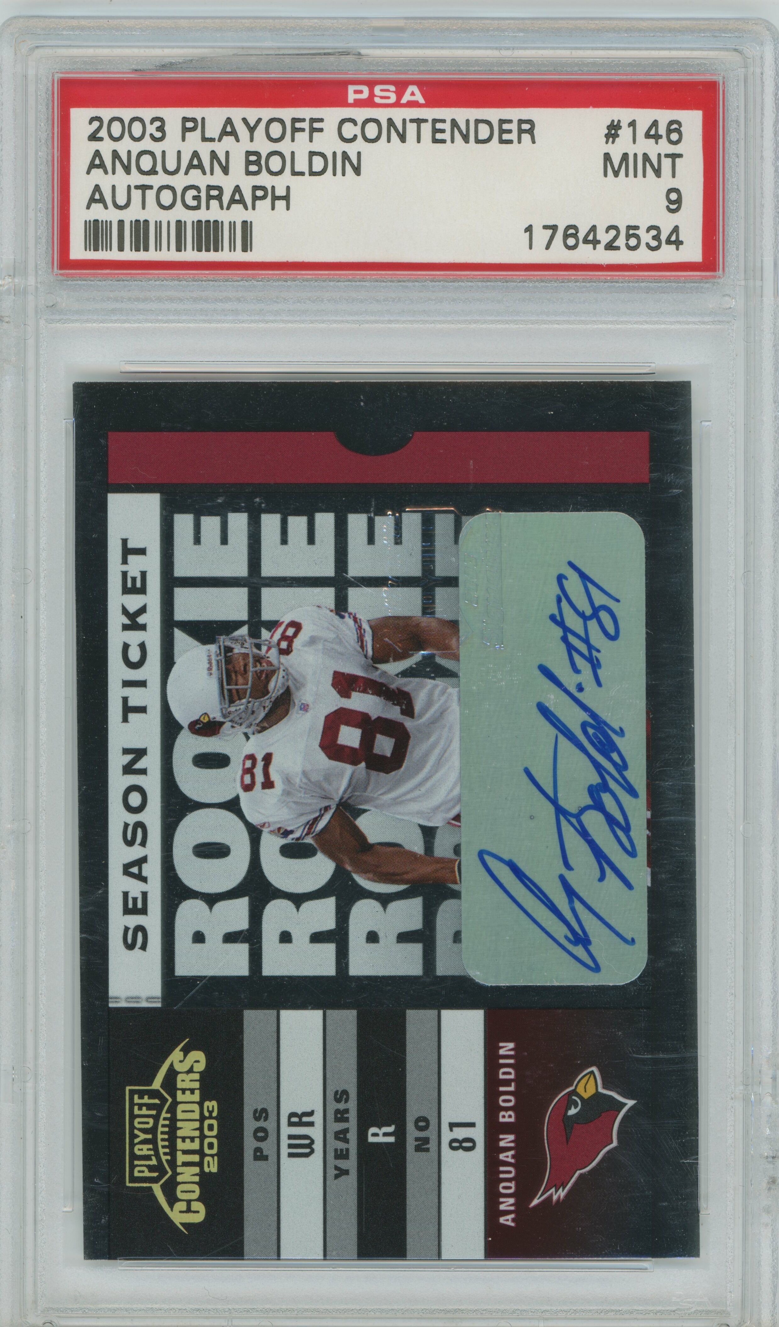 2003 Contenders Auto RC Anquan Boldin PSA 9