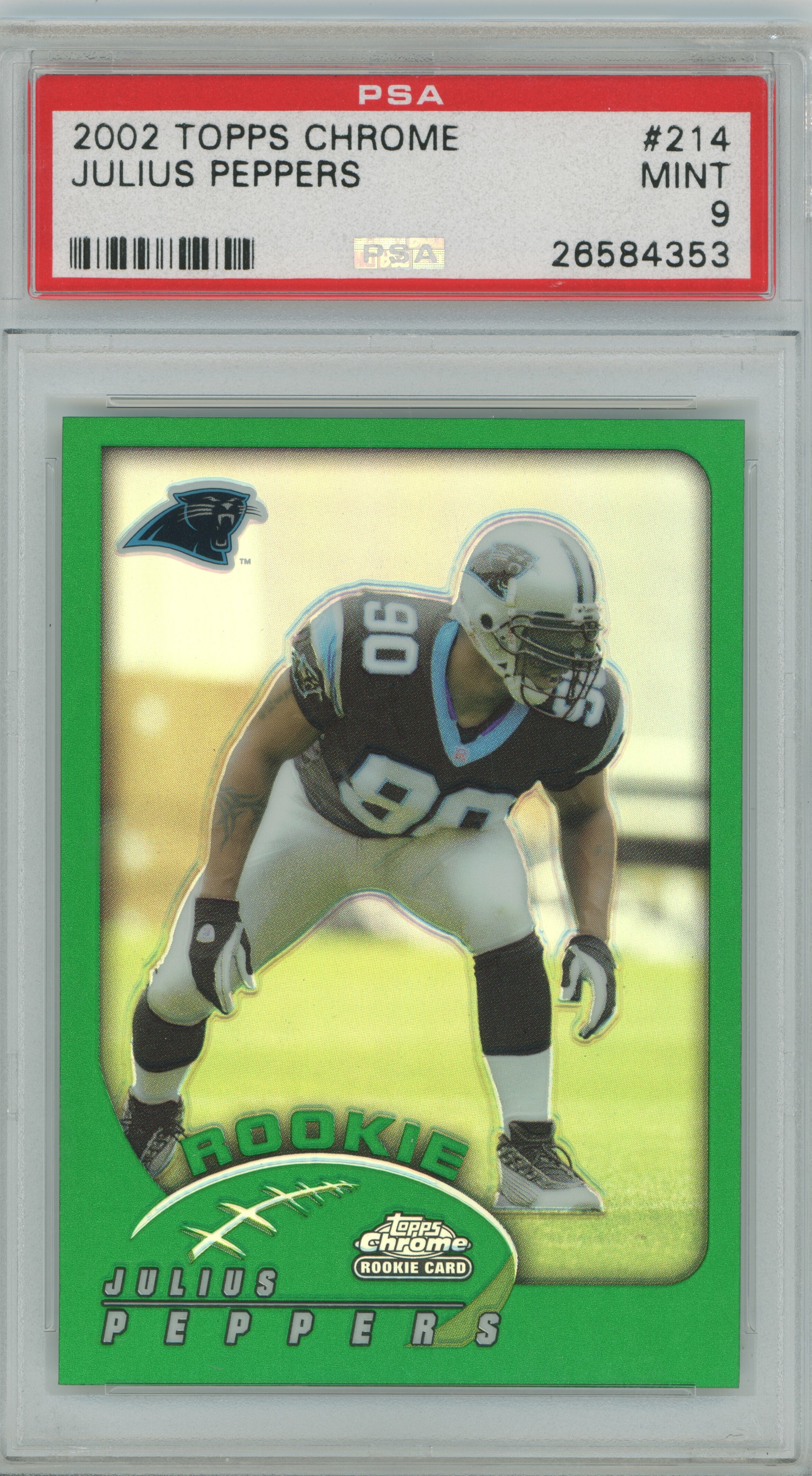 2002 Topps Chrome RC Julius Peppers PSA 9