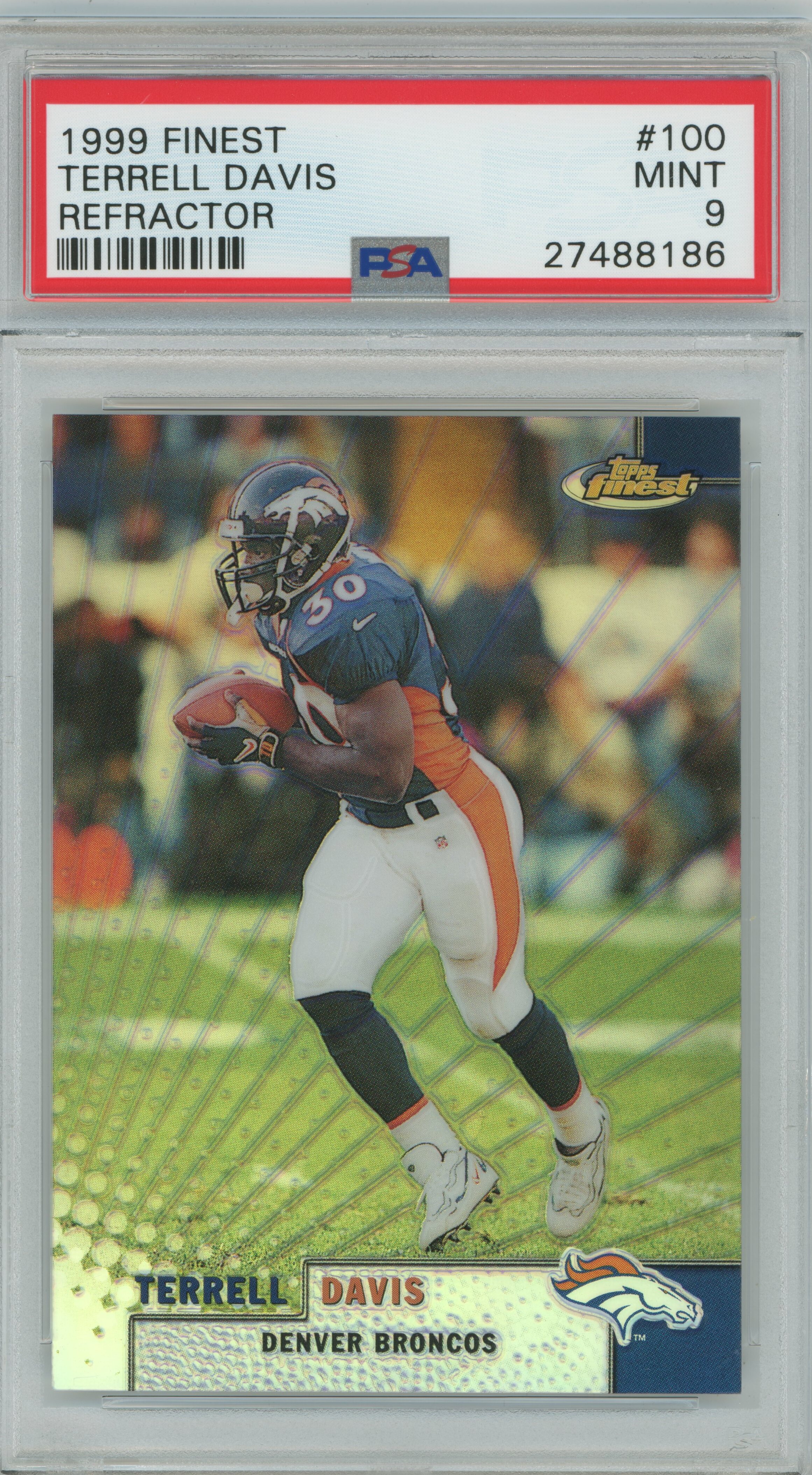 1999 Finest Refractor Terrell Davis PSA 9