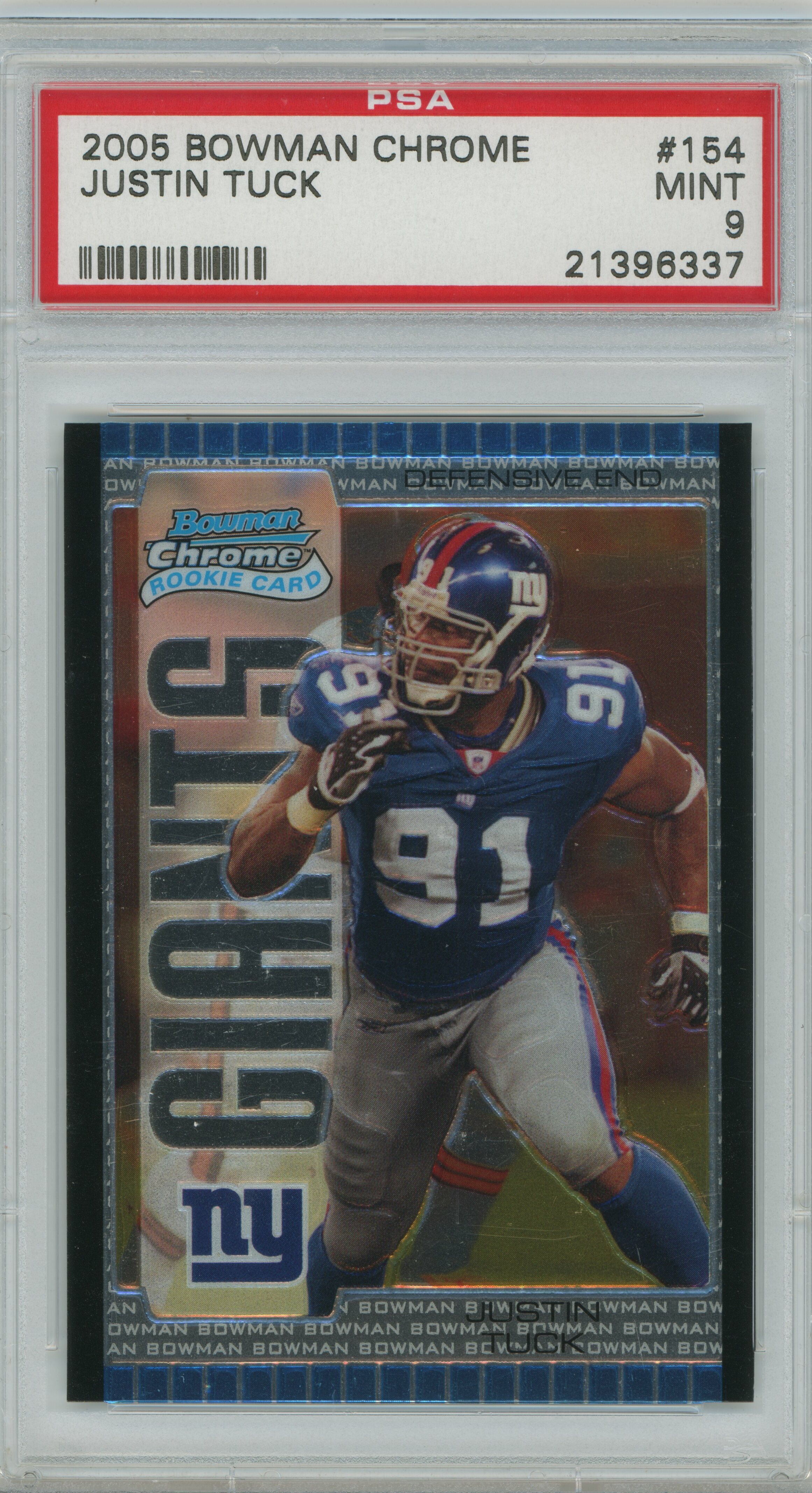 2005 Bowman Chrome Justin Tuck PSA 9