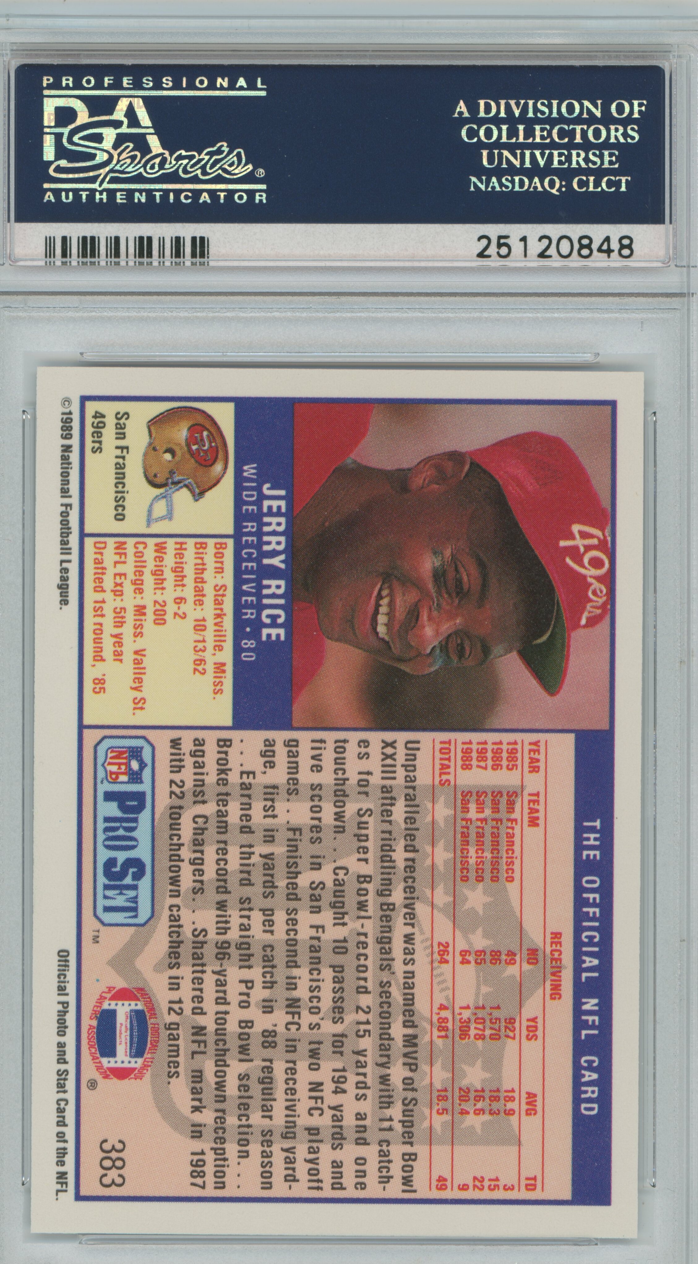 1989 Pro Set Jerry Rice PSA 10