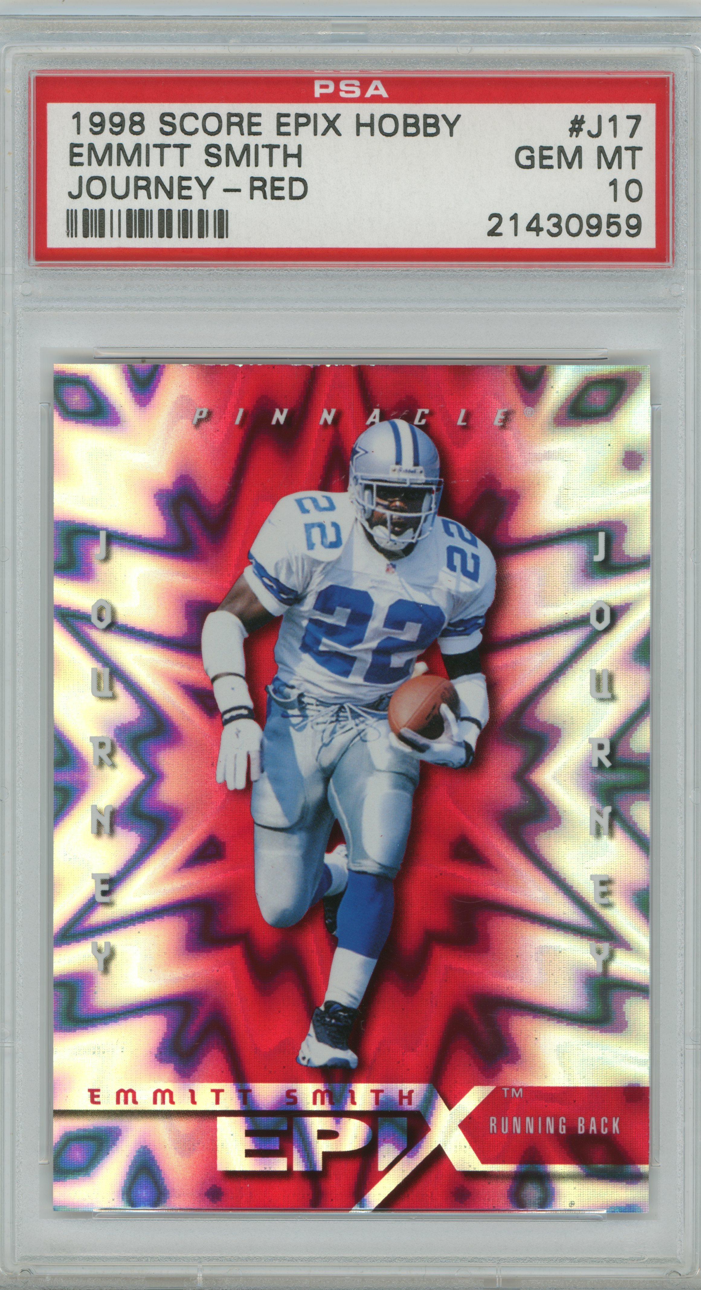 1998 Score Epix Hobby Journey Red Emmitt Smith PSA 10