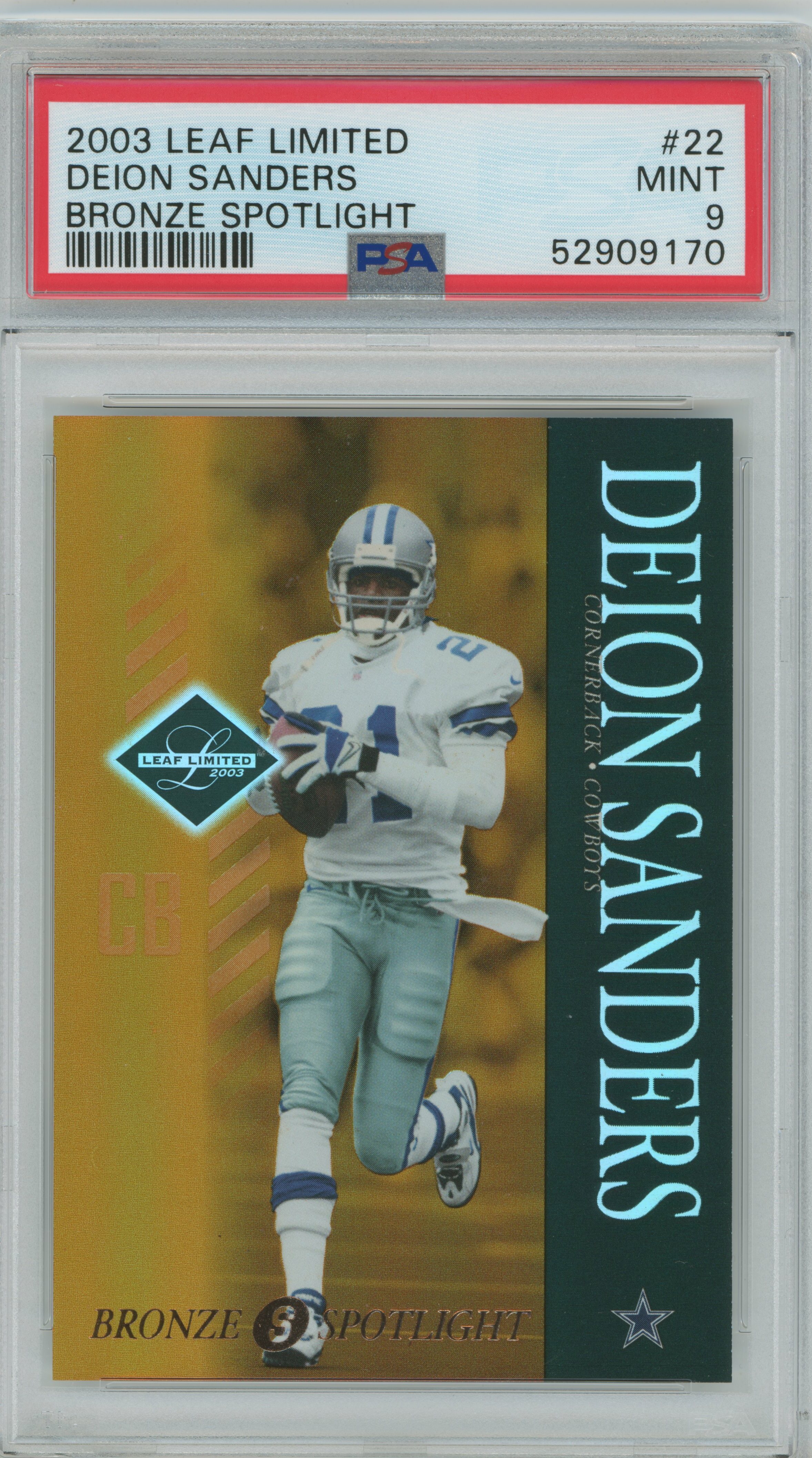 2003 Limited Bronze Spotlight Deion Sanders PSA 9