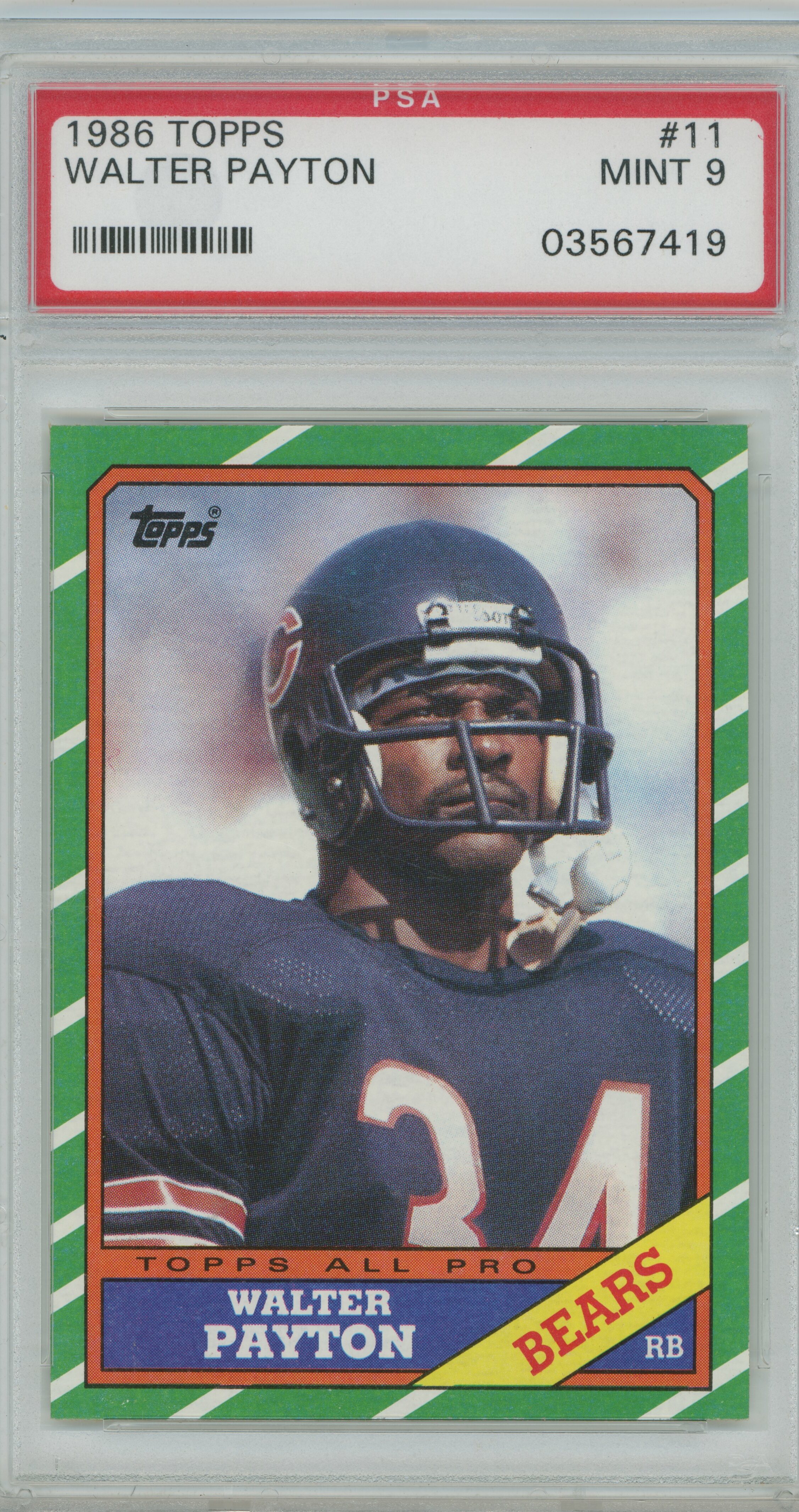 1986 Topps Walter Payton PSA 9