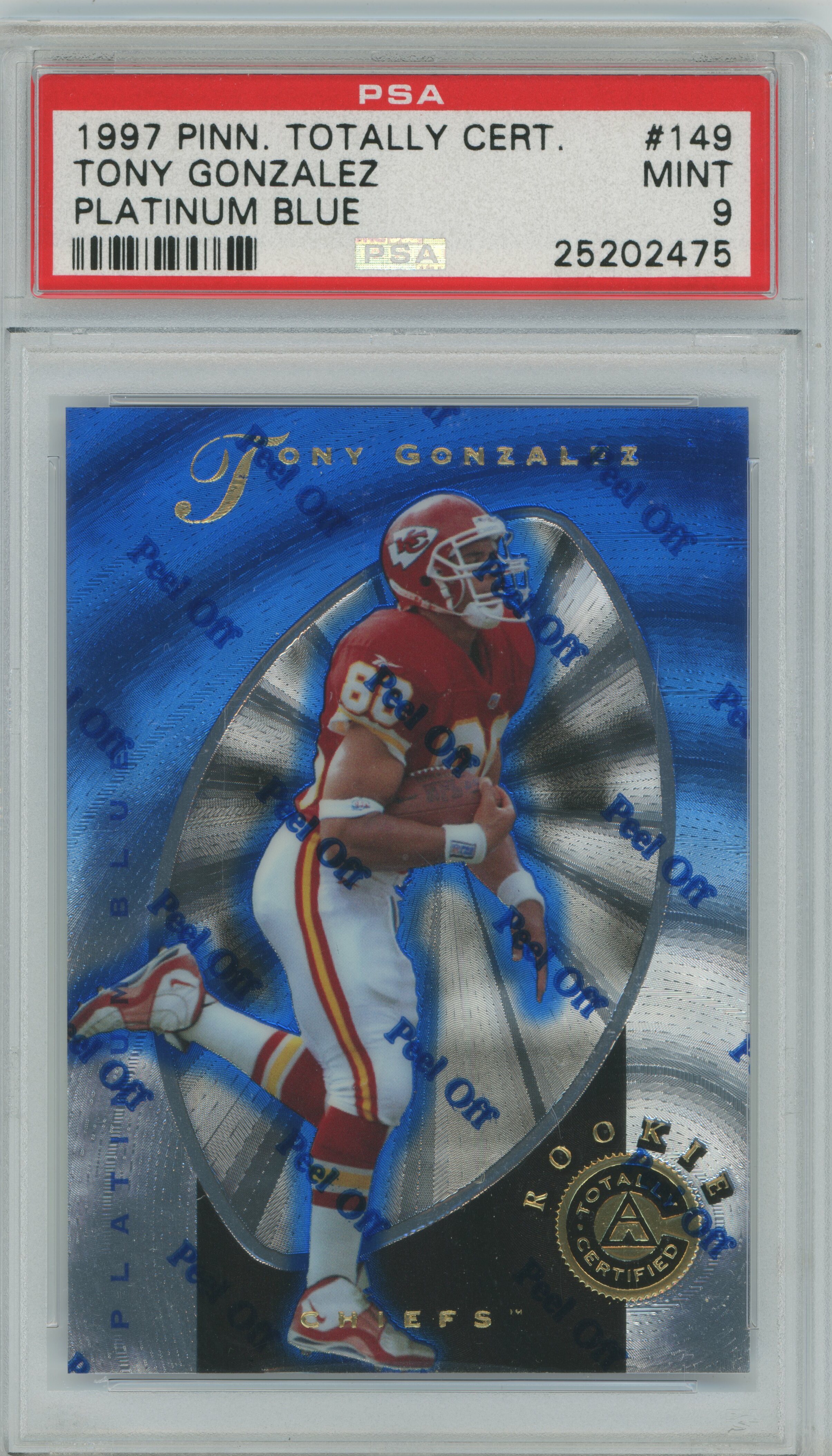 1997 Pinnace Totally Certified Platinum Blue Tony Gonzalez PSA 9