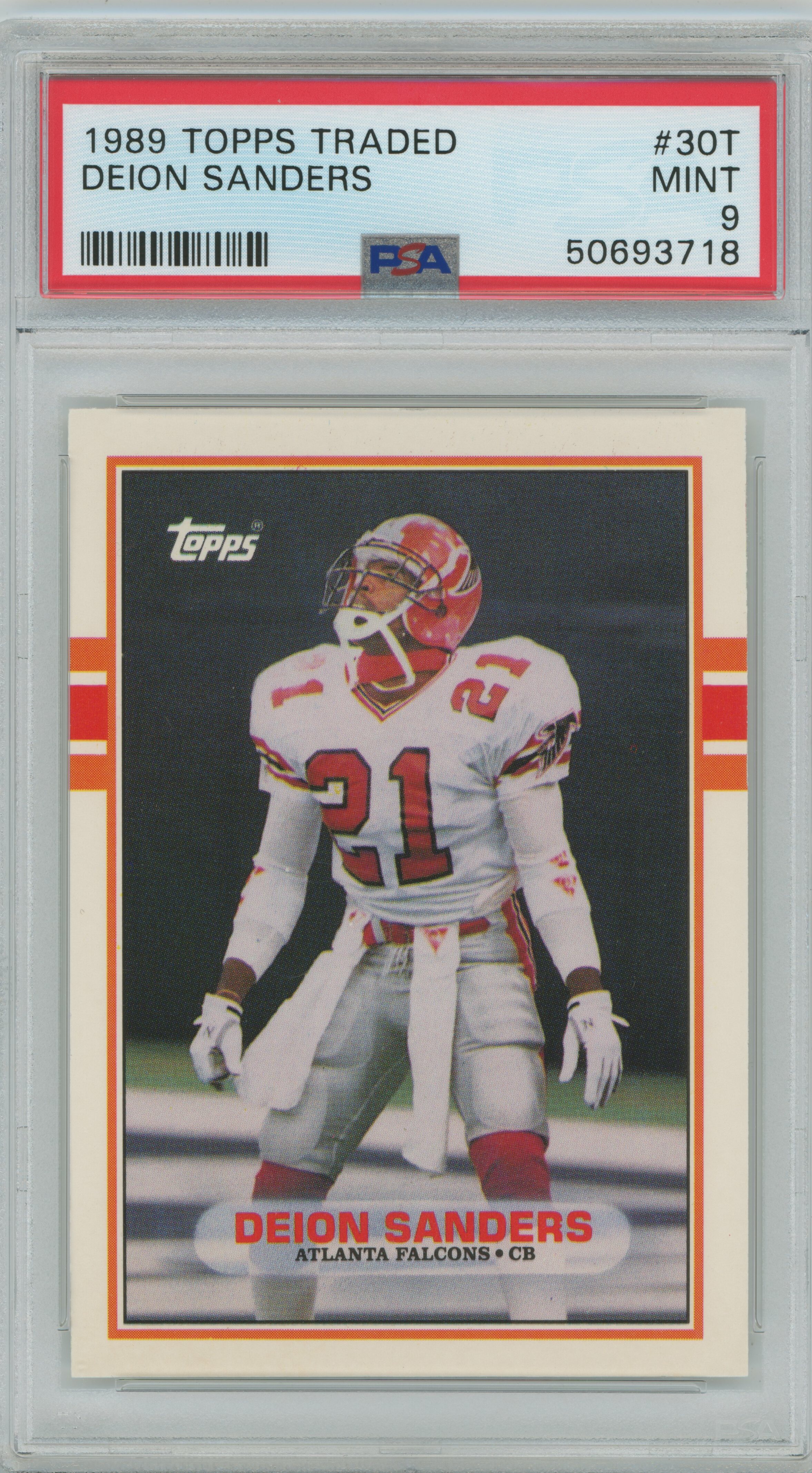 1989 Topps Traded Deion Sanders PSA 9