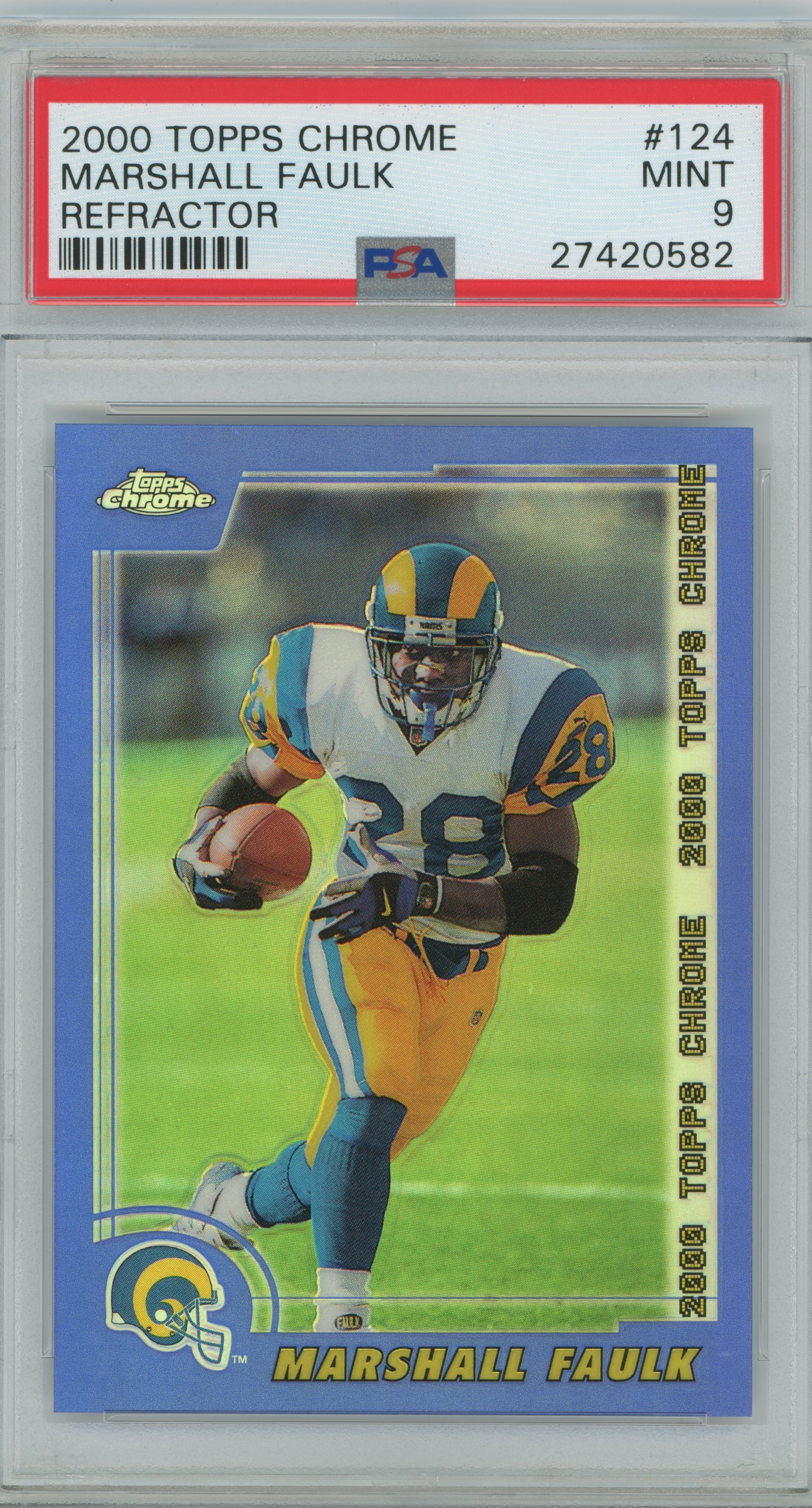 2000 Topps Chrome Refractor Marshall Faulk PSA 9