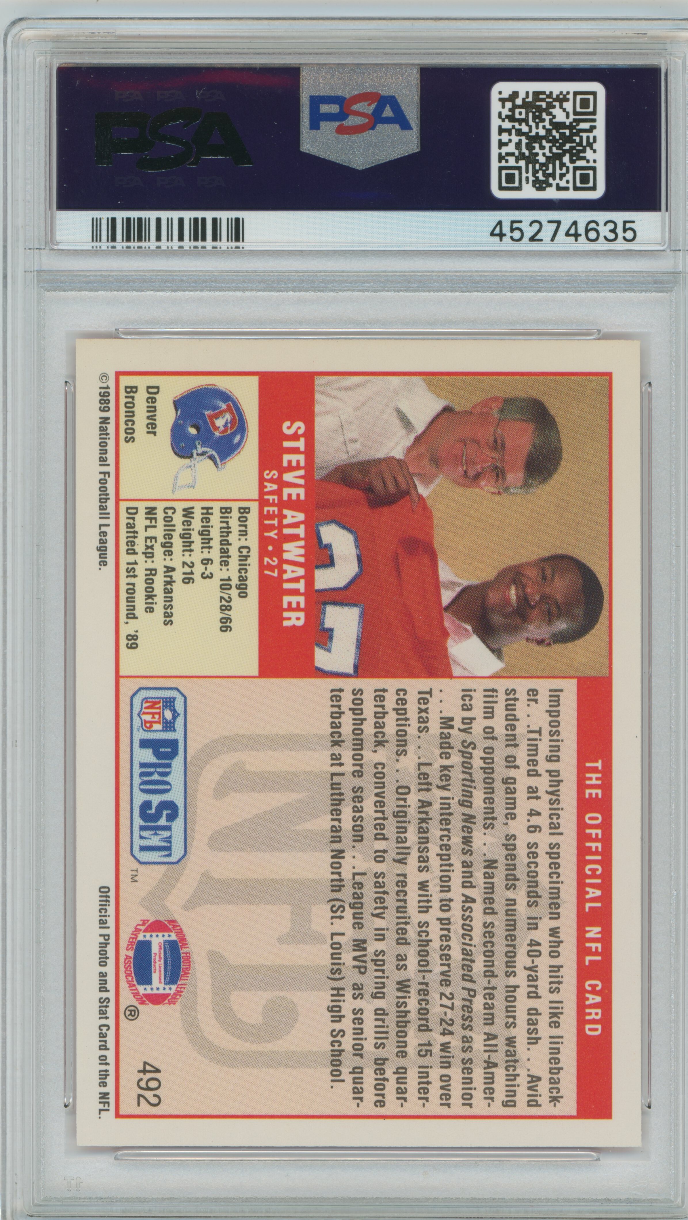 1989 Pro Set Steve Atwater PSA 10