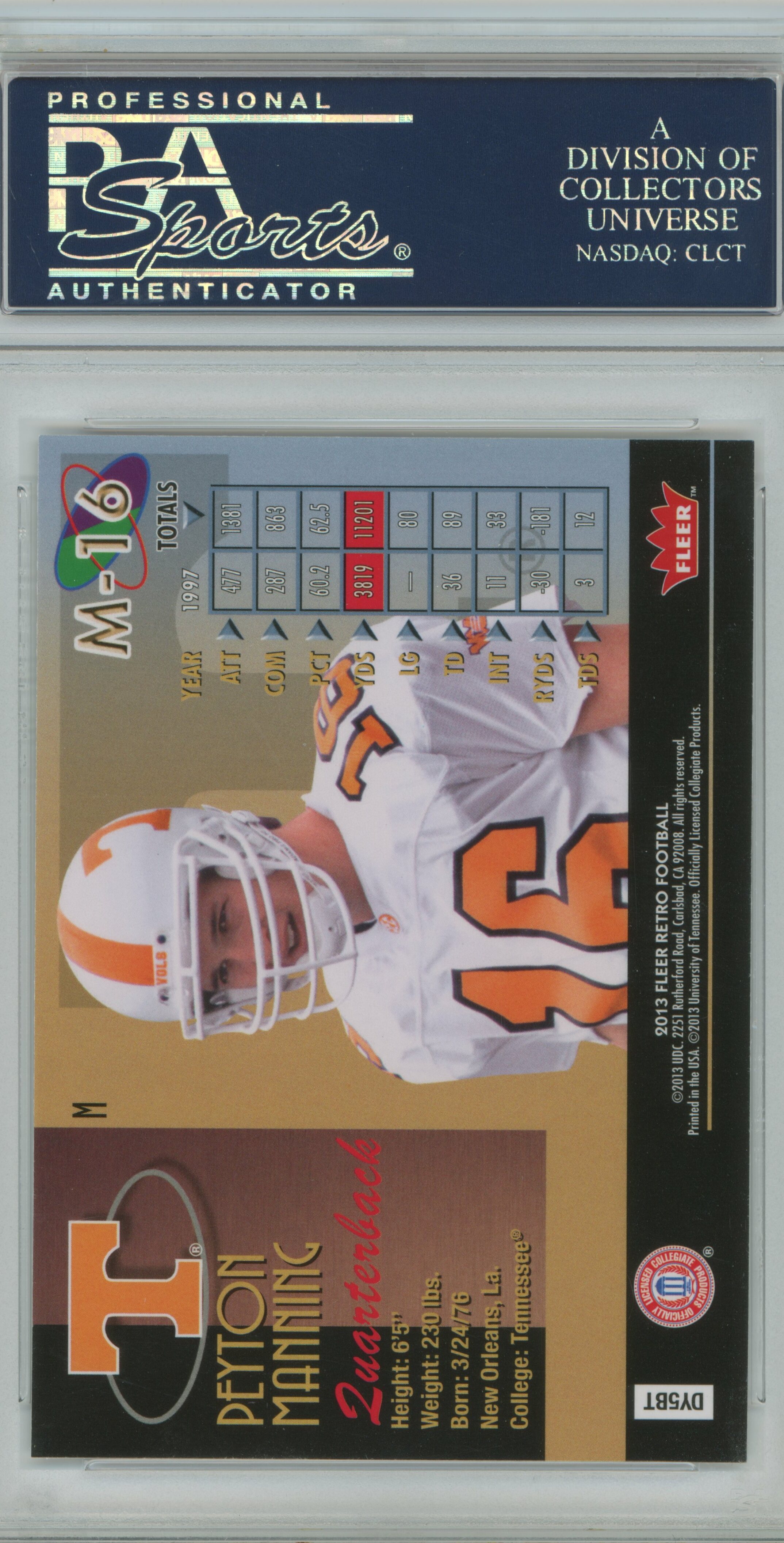 2013 Fleer Retro 1998 Metal Universe Peyton Manning PSA 9