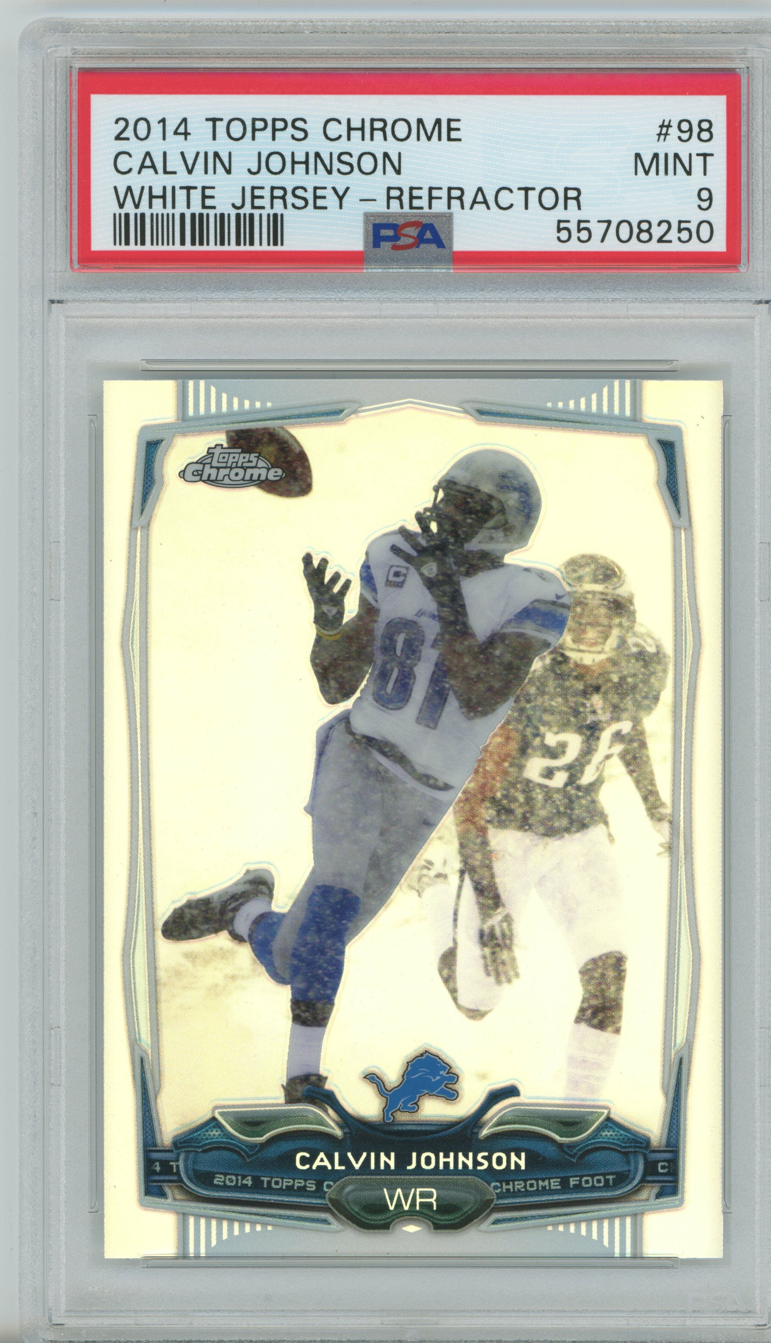 2014 Topps Chrome Refractor Calvin Johnson PSA 9