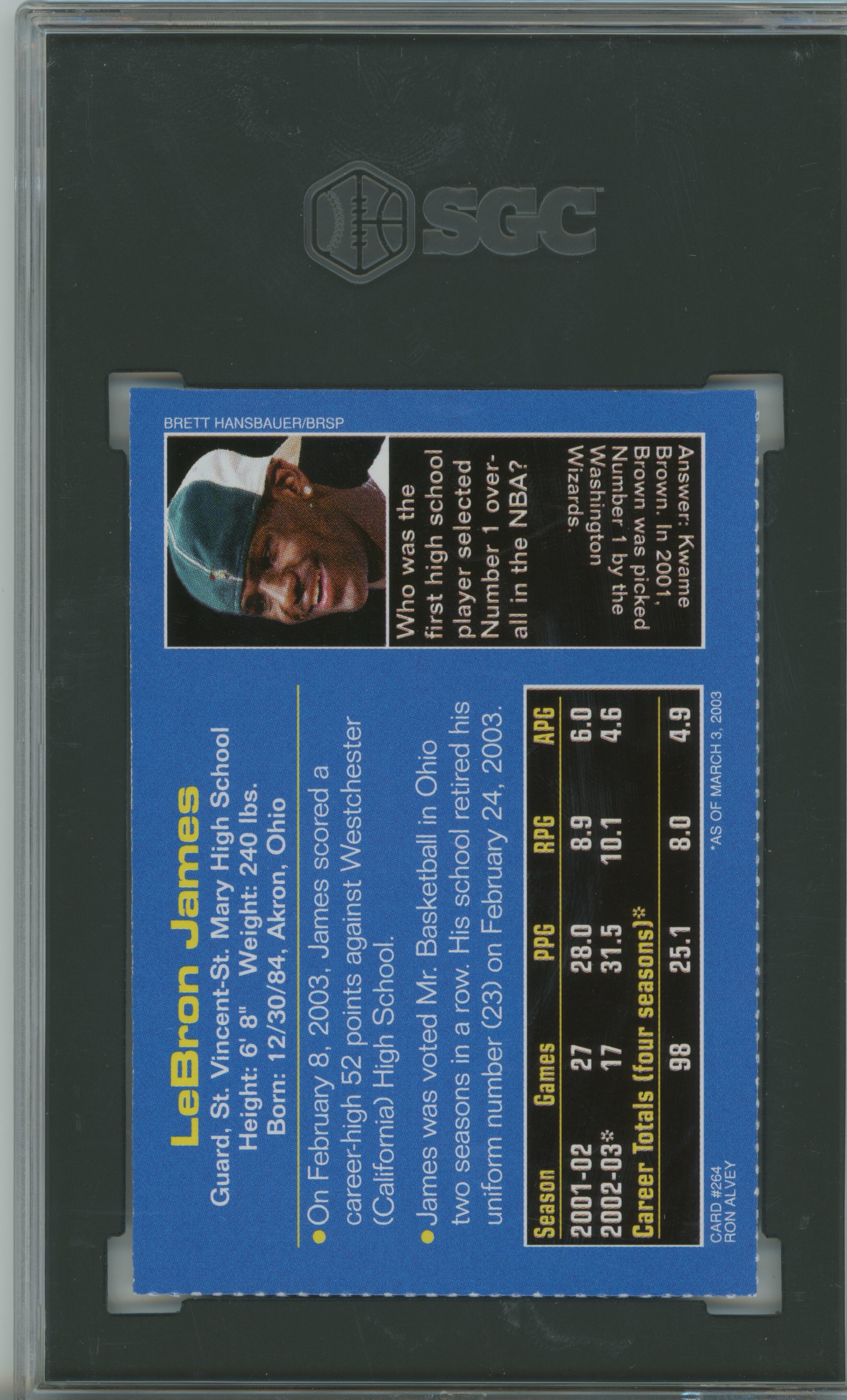 2003 SI for Kids LeBron James SGC 9
