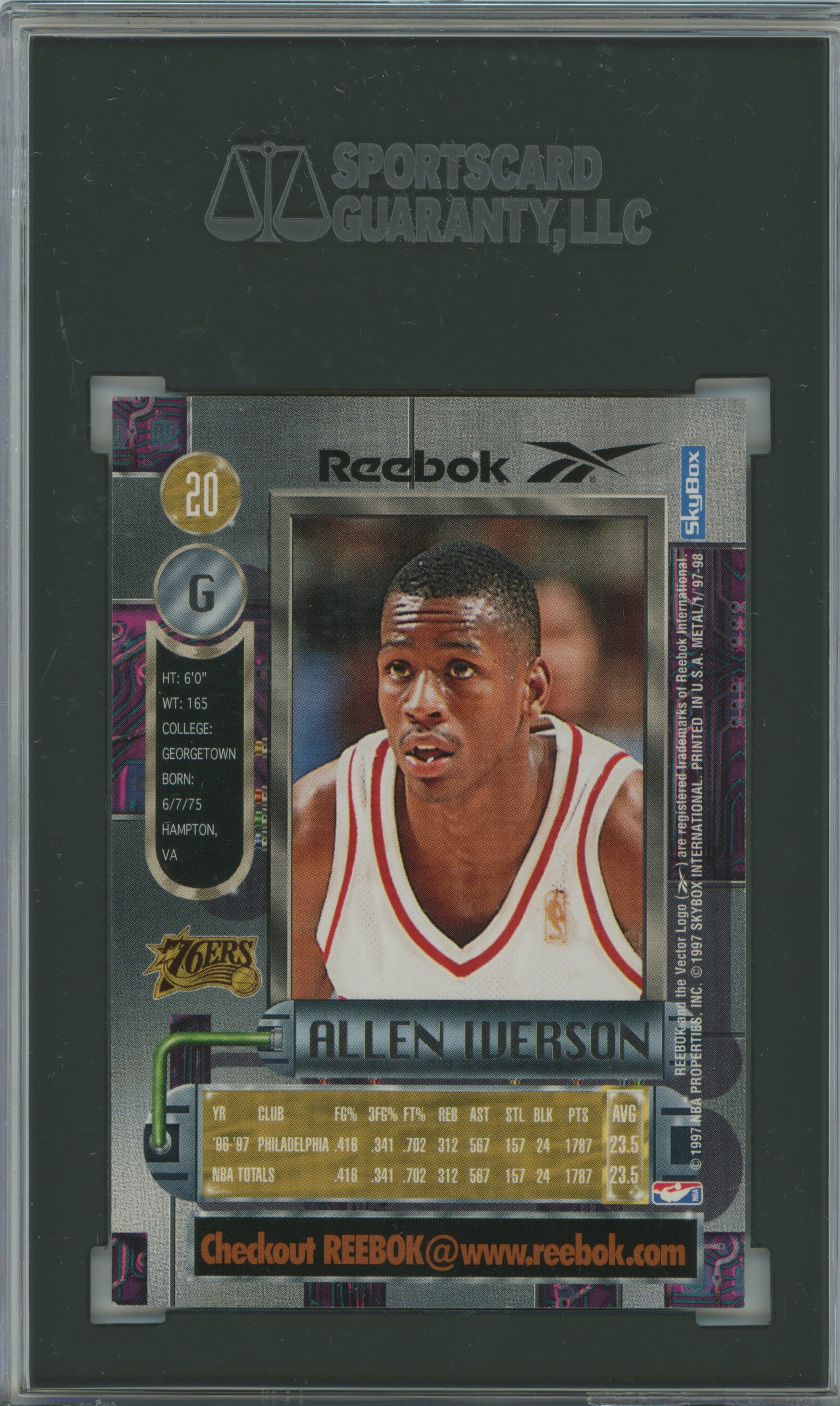 1997-98 Metal Universe Reebok Chase Bronze Allen Iverson SGC 9.5