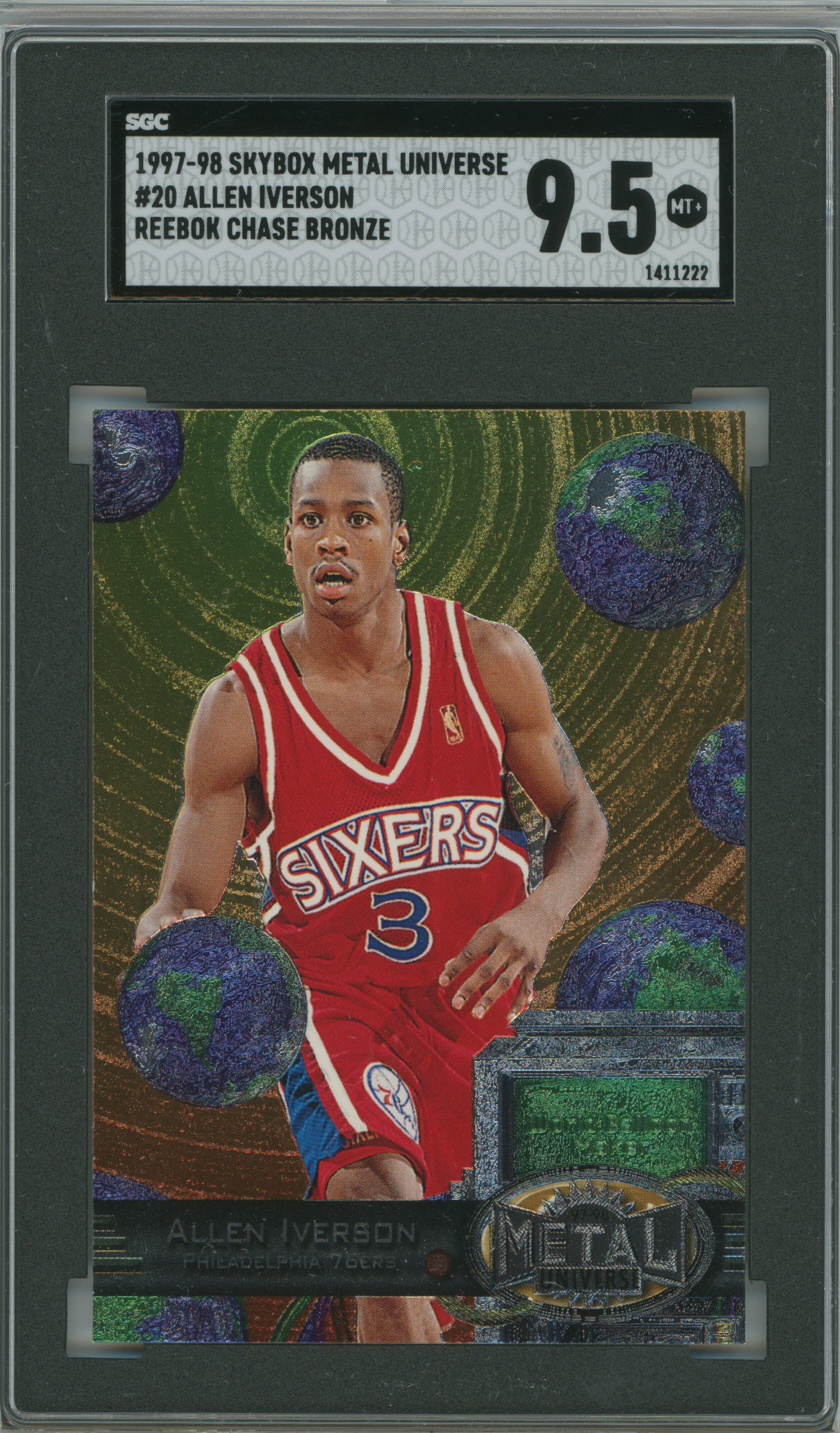 1997-98 Metal Universe Reebok Chase Bronze Allen Iverson SGC 9.5