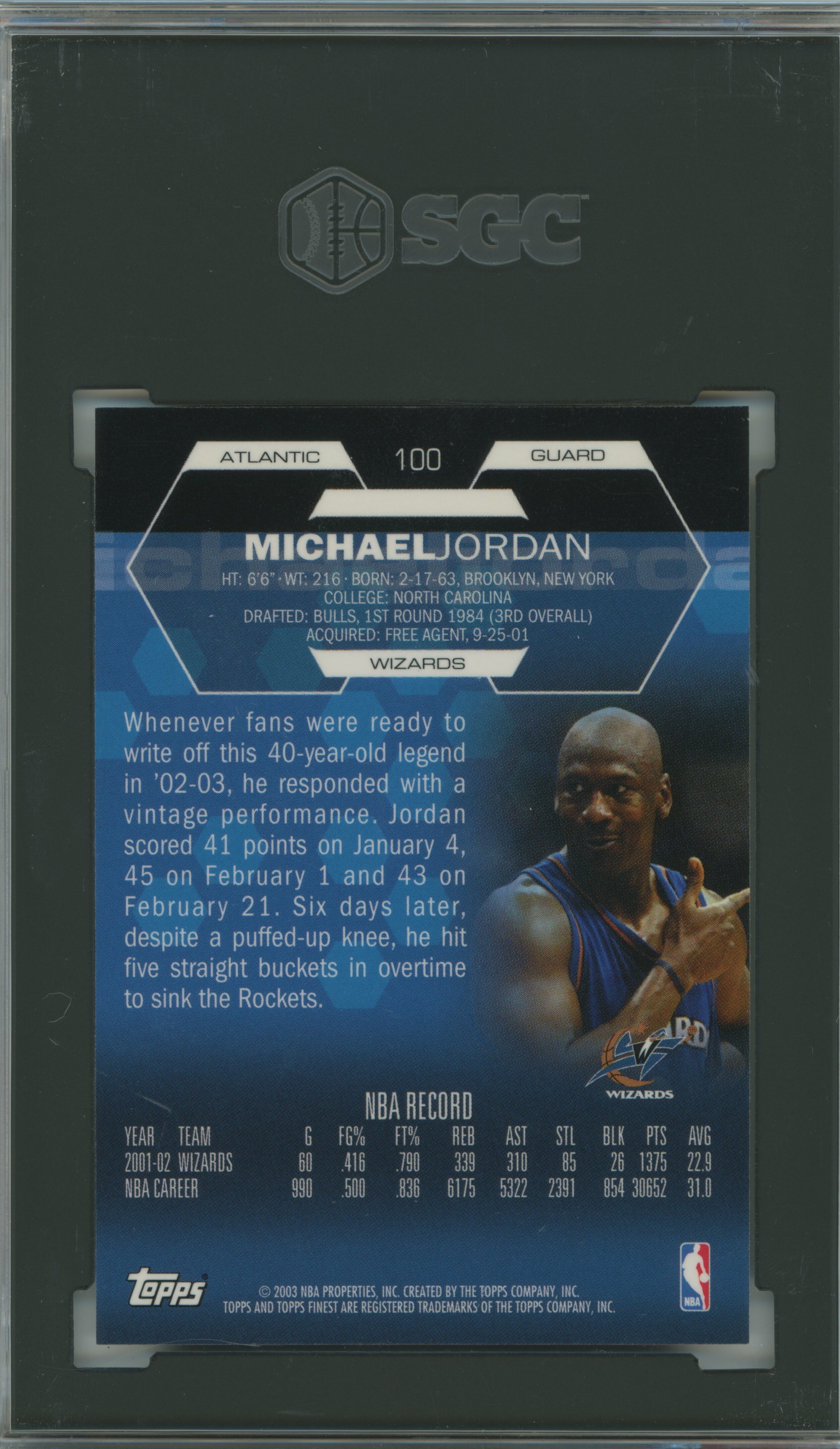 2002-03 Finest Michael Jordan SGC 10