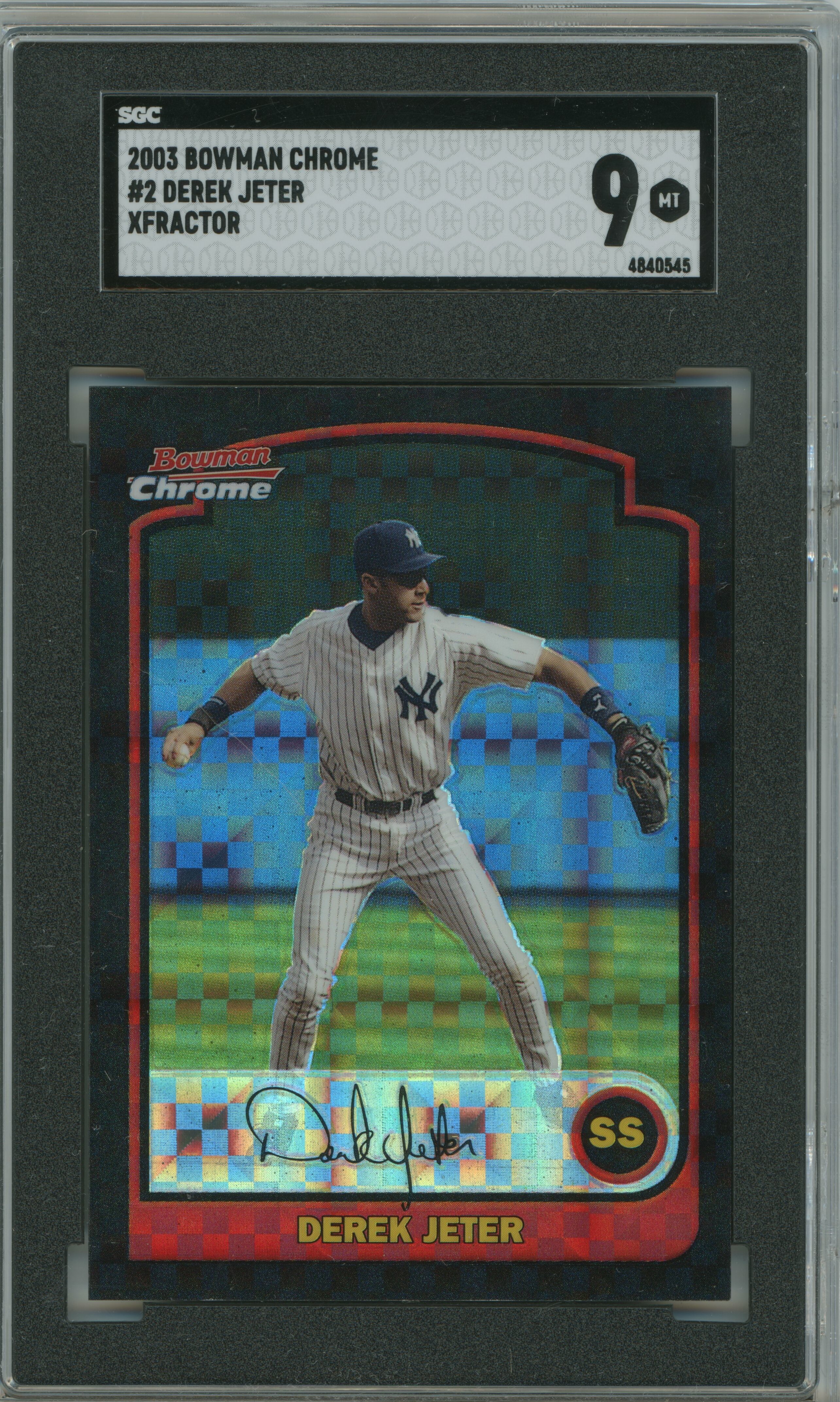 2003 Bowman Chrome Xfractor Derek Jeter SGC 9